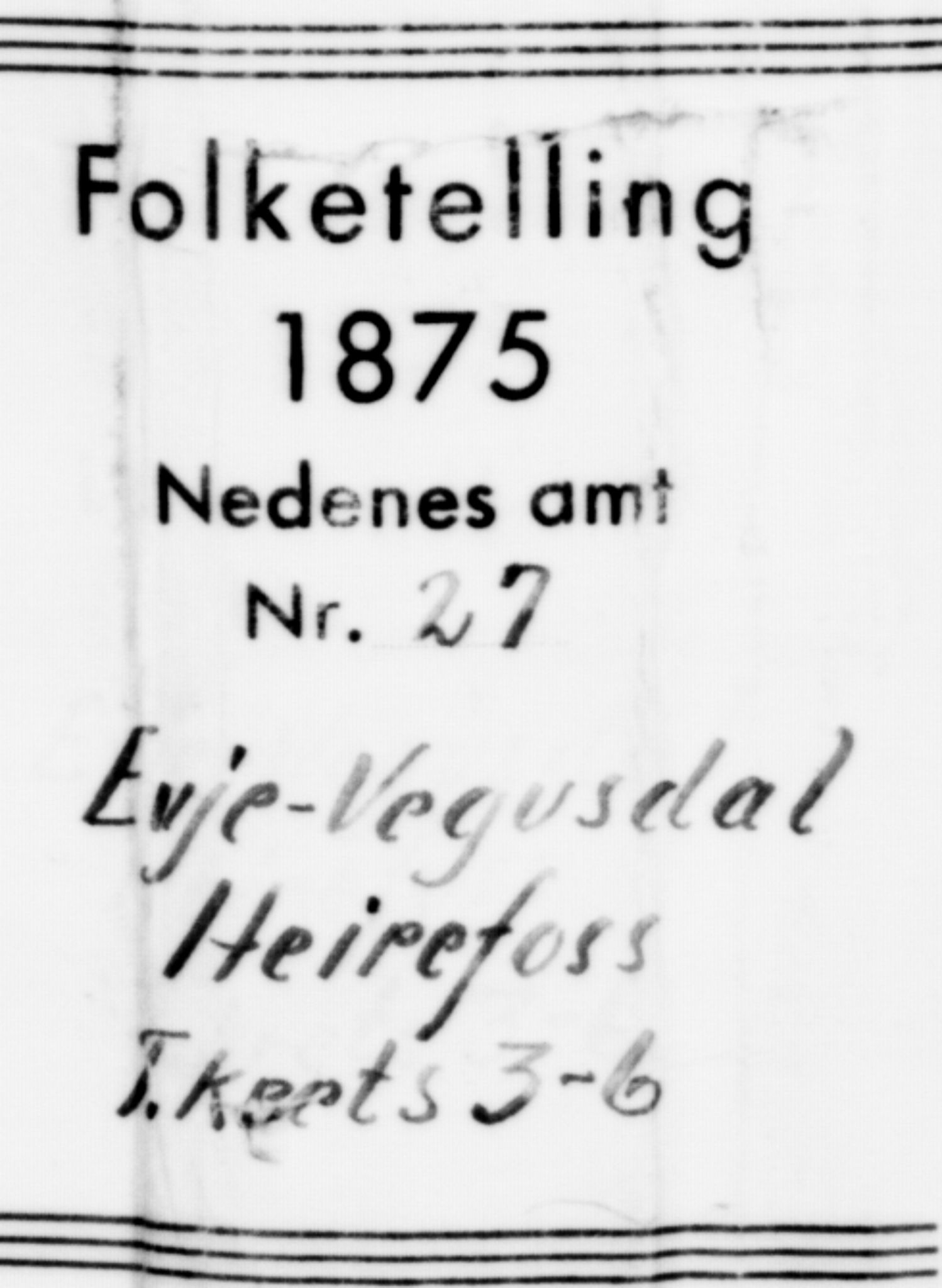 SAK, Folketelling 1875 for 0933P Herefoss prestegjeld, 1875, s. 214