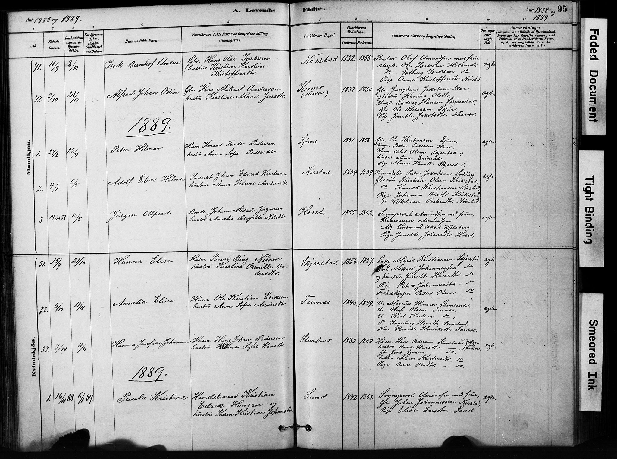 Ministerialprotokoller, klokkerbøker og fødselsregistre - Nordland, AV/SAT-A-1459/852/L0754: Klokkerbok nr. 852C05, 1878-1894, s. 95
