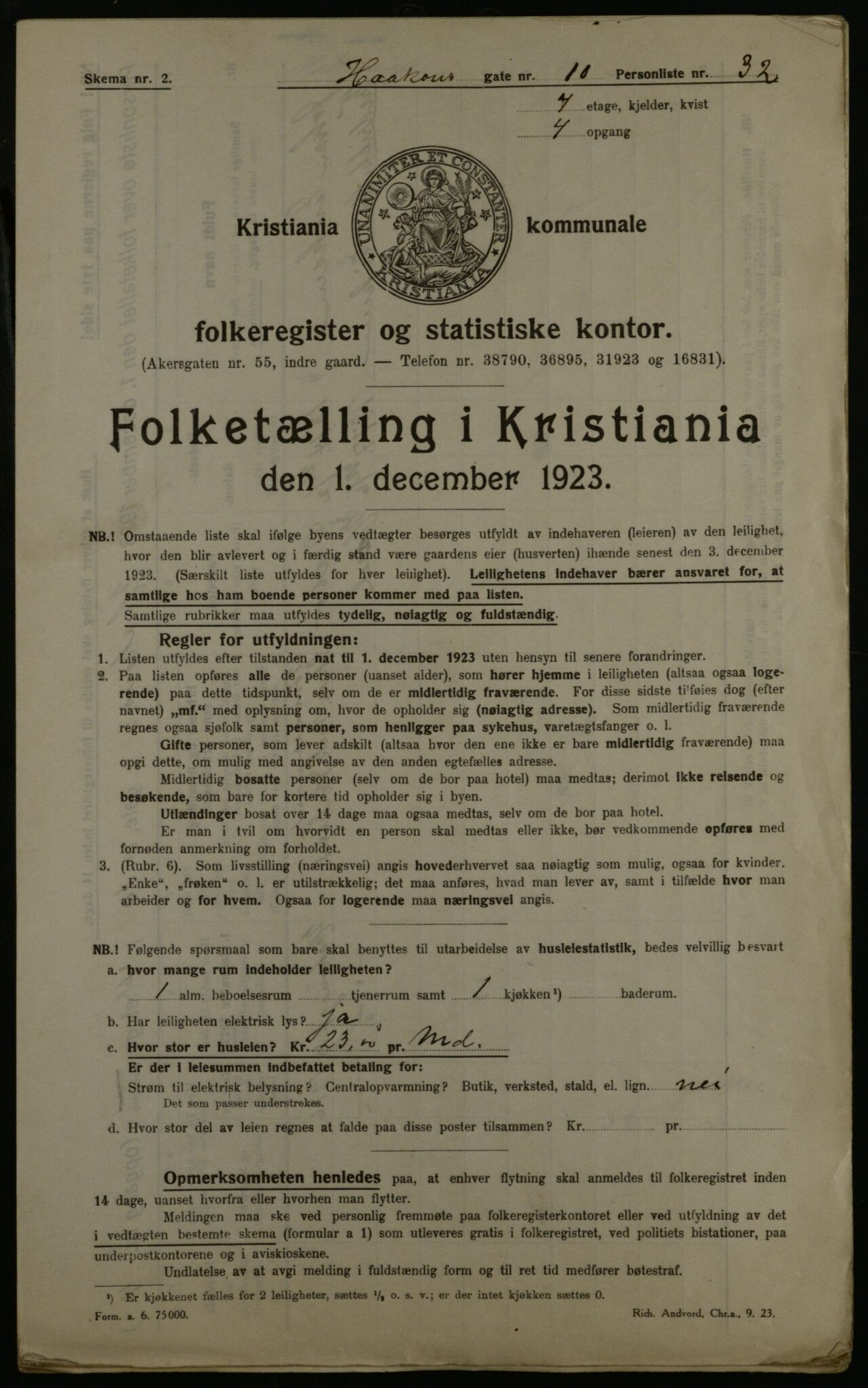 OBA, Kommunal folketelling 1.12.1923 for Kristiania, 1923, s. 47608