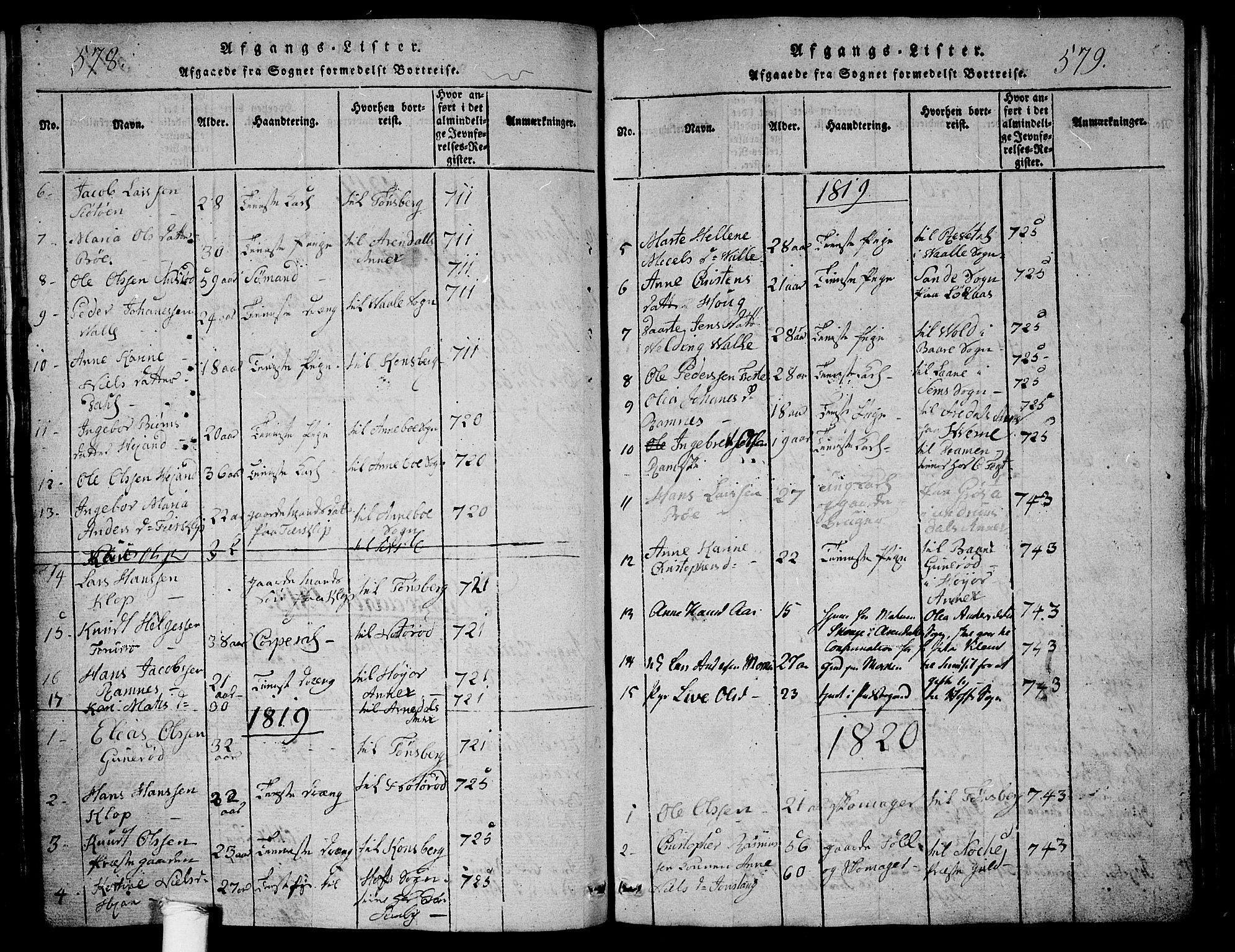 Ramnes kirkebøker, AV/SAKO-A-314/G/Ga/L0001: Klokkerbok nr. I 1, 1813-1847, s. 578-579
