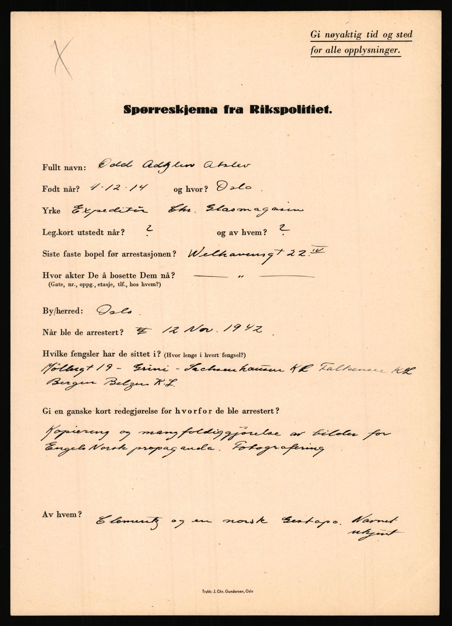 Rikspolitisjefen, AV/RA-S-1560/L/L0001: Abelseth, Rudolf - Berentsen, Odd, 1940-1945, s. 949