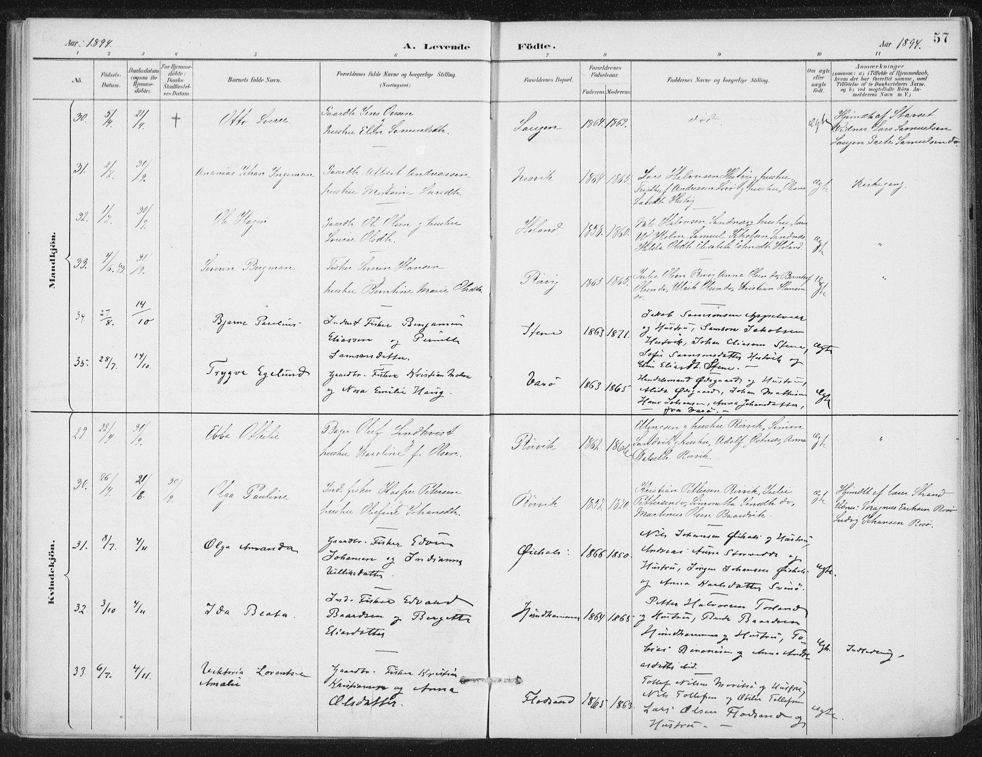 Ministerialprotokoller, klokkerbøker og fødselsregistre - Nord-Trøndelag, SAT/A-1458/784/L0673: Ministerialbok nr. 784A08, 1888-1899, s. 57