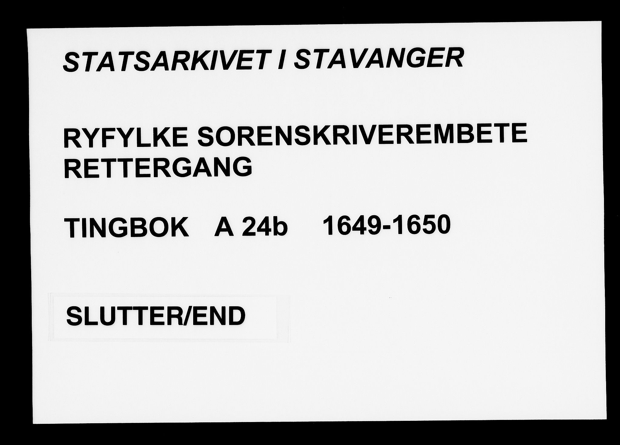 Ryfylke tingrett, AV/SAST-A-100055/001/I/IB/IBA/L0024b: Blad av tingbok, Ryfylke, 1649-1650