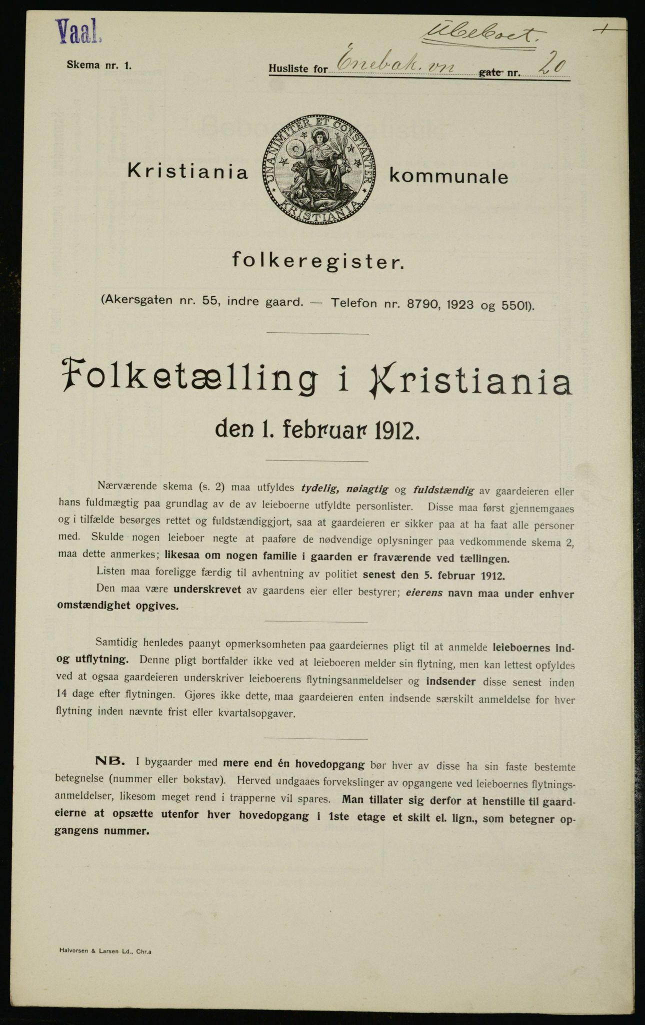 OBA, Kommunal folketelling 1.2.1912 for Kristiania, 1912, s. 21098