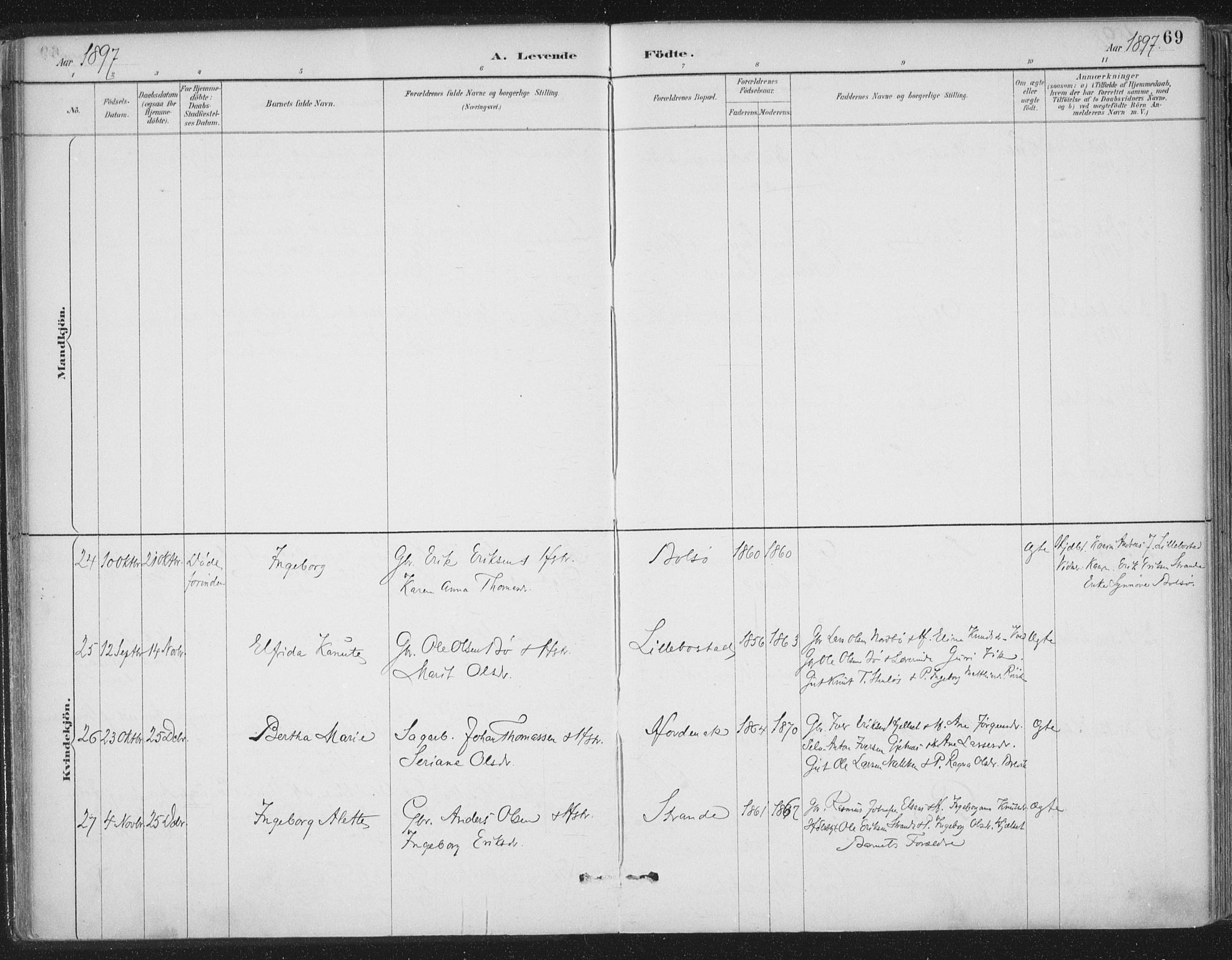 Ministerialprotokoller, klokkerbøker og fødselsregistre - Møre og Romsdal, AV/SAT-A-1454/555/L0658: Ministerialbok nr. 555A09, 1887-1917, s. 69