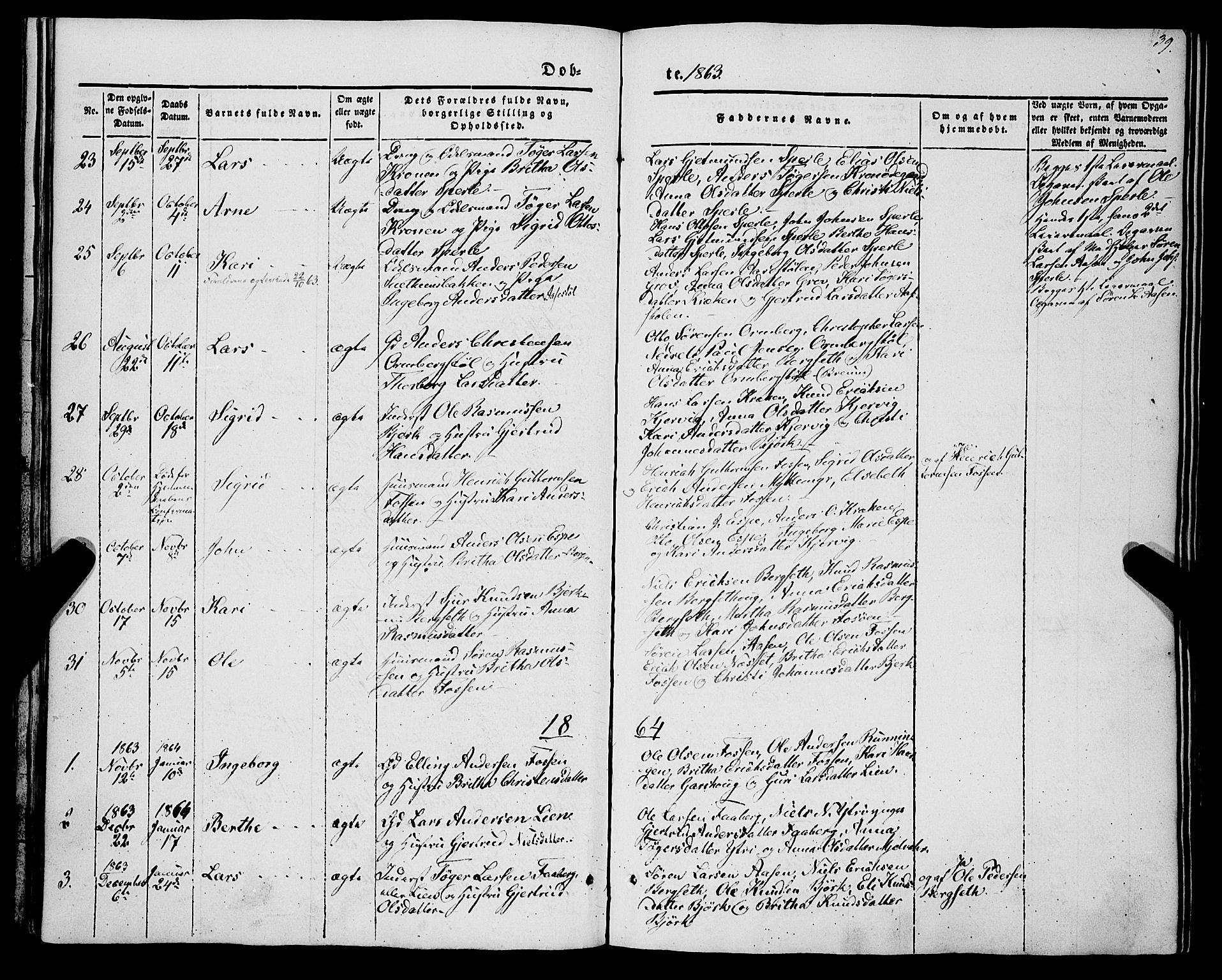 Jostedal sokneprestembete, AV/SAB-A-80601/H/Haa/Haaa/L0005: Ministerialbok nr. A 5, 1849-1877, s. 39