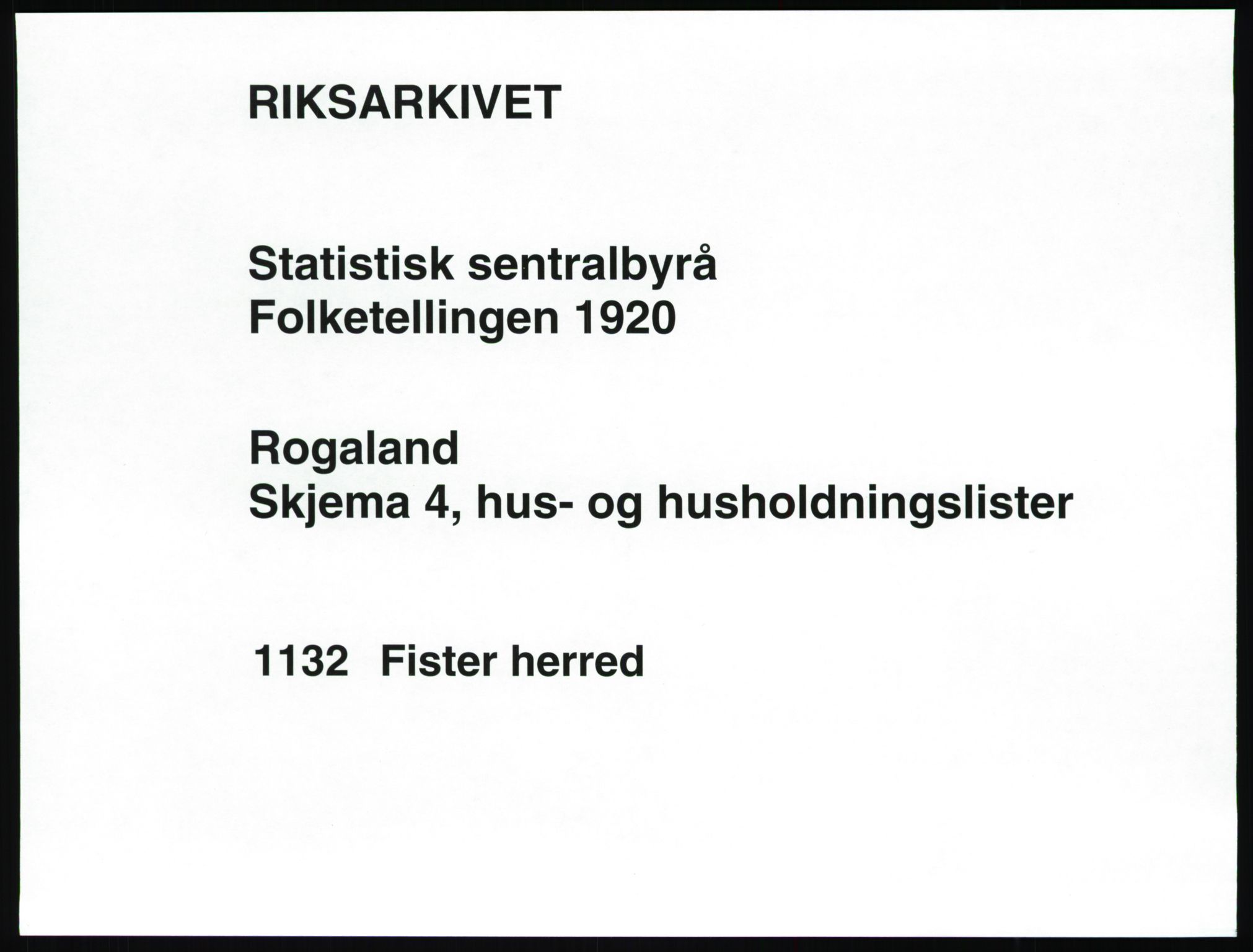 SAST, Folketelling 1920 for 1132 Fister herred, 1920, s. 29