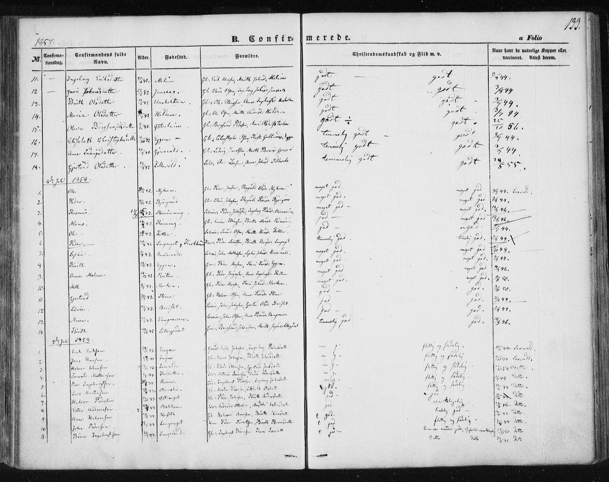 Ministerialprotokoller, klokkerbøker og fødselsregistre - Sør-Trøndelag, SAT/A-1456/685/L0965: Ministerialbok nr. 685A06 /3, 1846-1859, s. 133