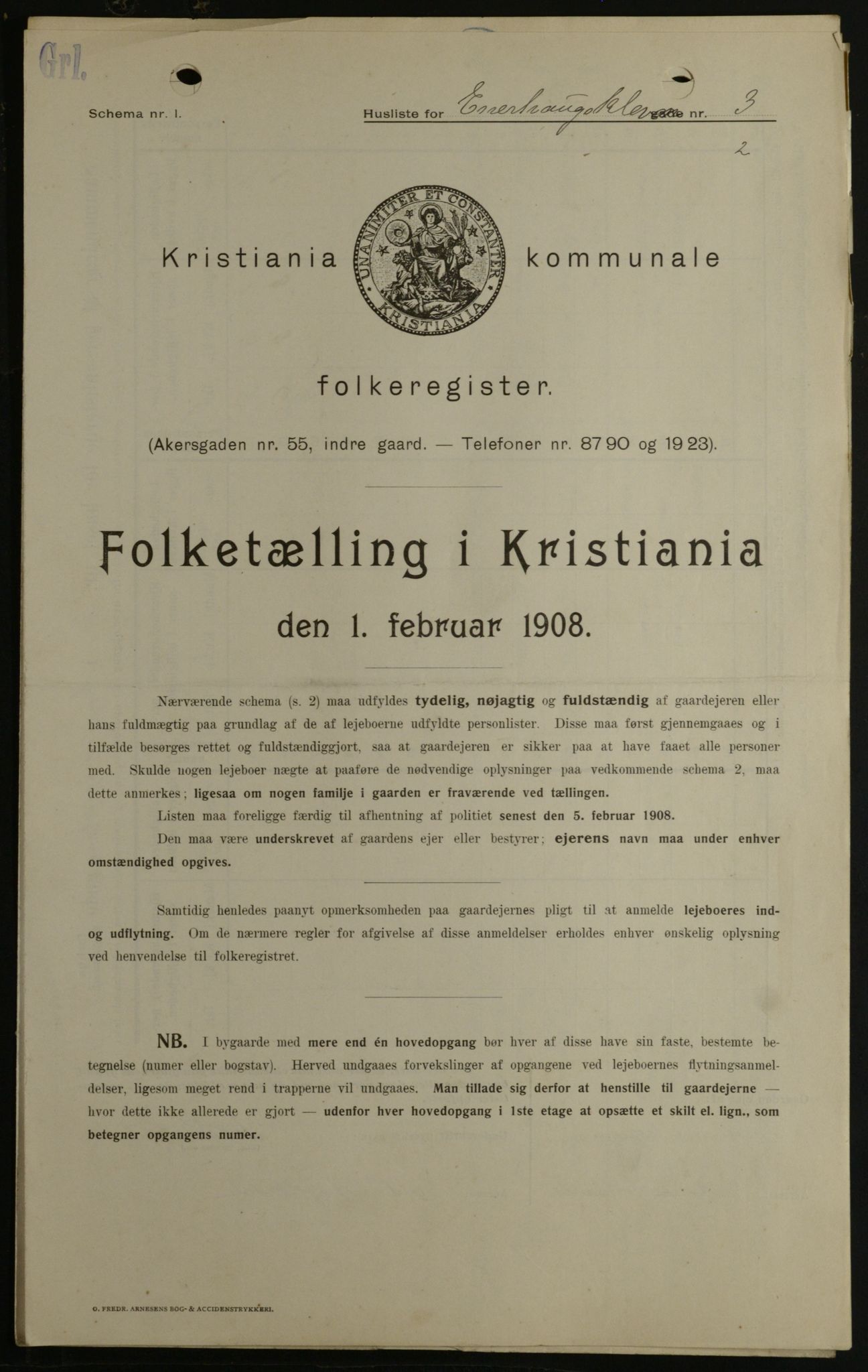 OBA, Kommunal folketelling 1.2.1908 for Kristiania kjøpstad, 1908, s. 19768