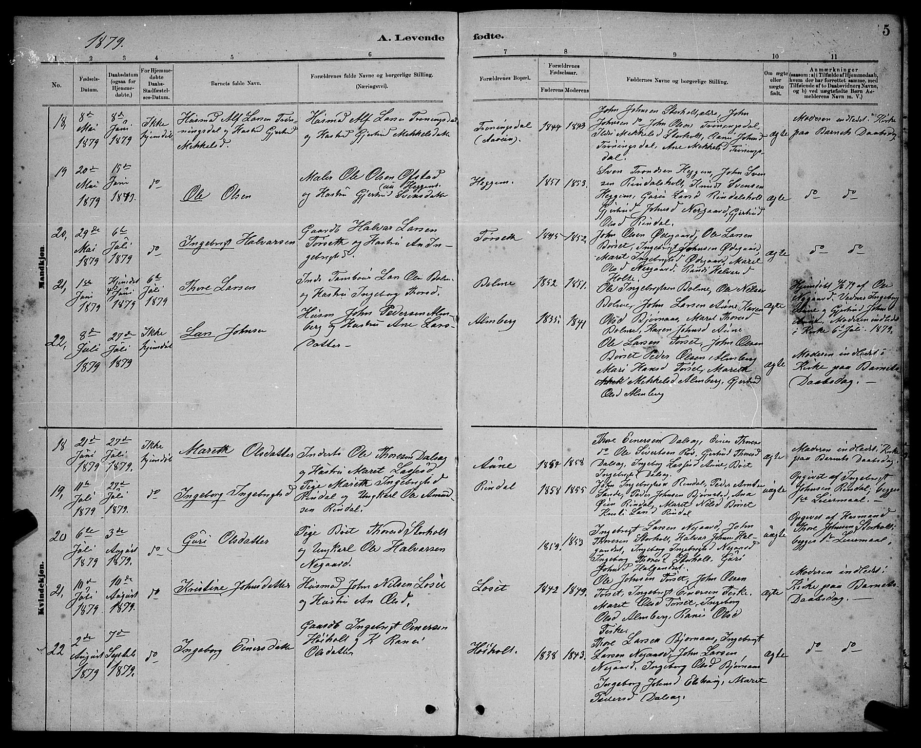 Ministerialprotokoller, klokkerbøker og fødselsregistre - Møre og Romsdal, AV/SAT-A-1454/598/L1077: Klokkerbok nr. 598C02, 1879-1891, s. 5