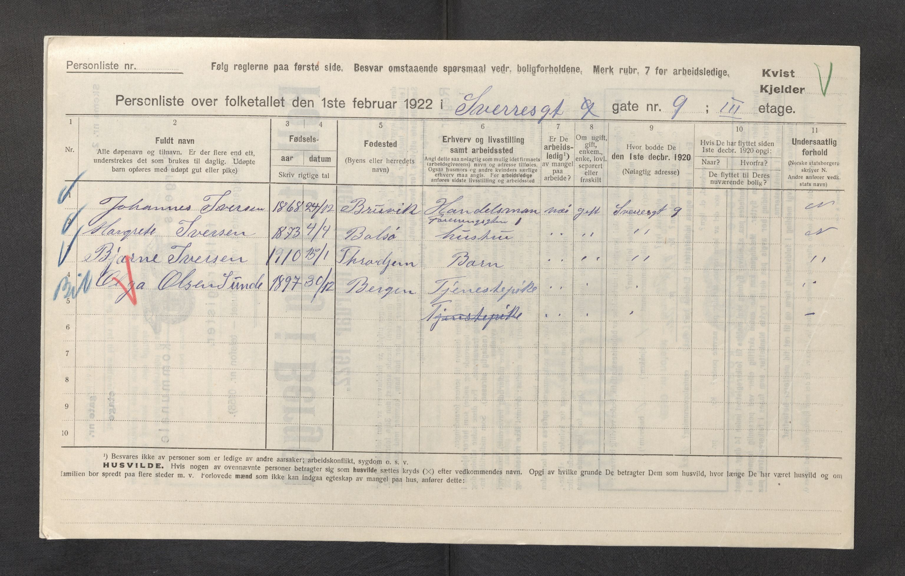SAB, Kommunal folketelling 1922 for Bergen kjøpstad, 1922, s. 41926