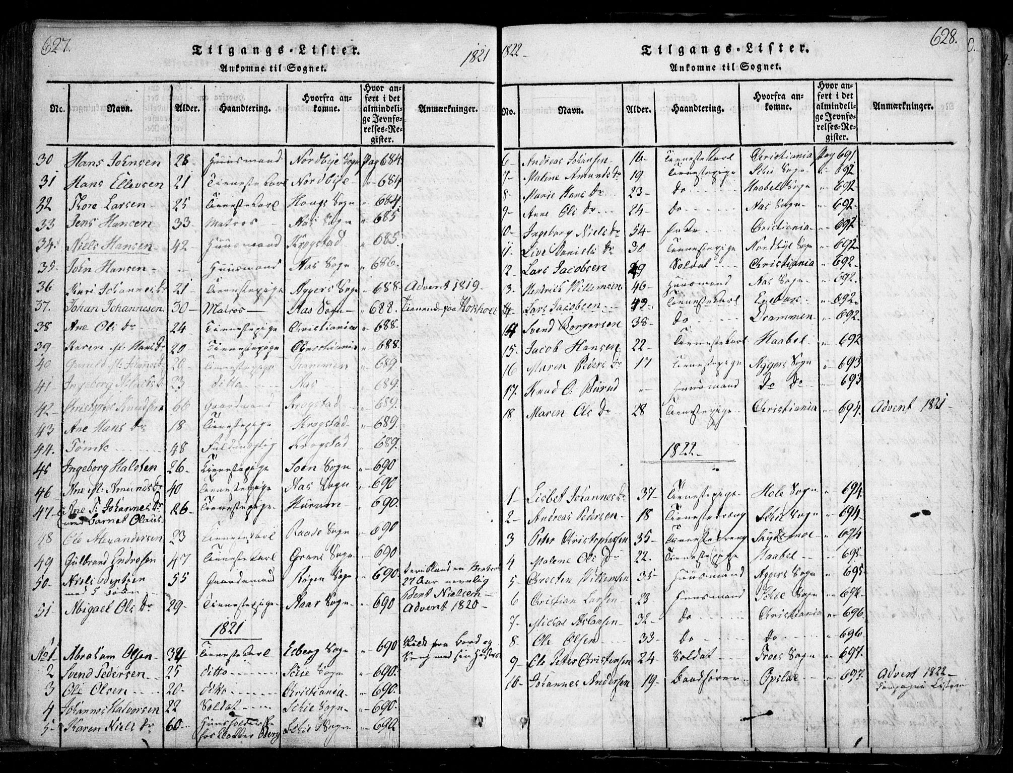 Nesodden prestekontor Kirkebøker, AV/SAO-A-10013/F/Fa/L0006: Ministerialbok nr. I 6, 1814-1847, s. 627-628