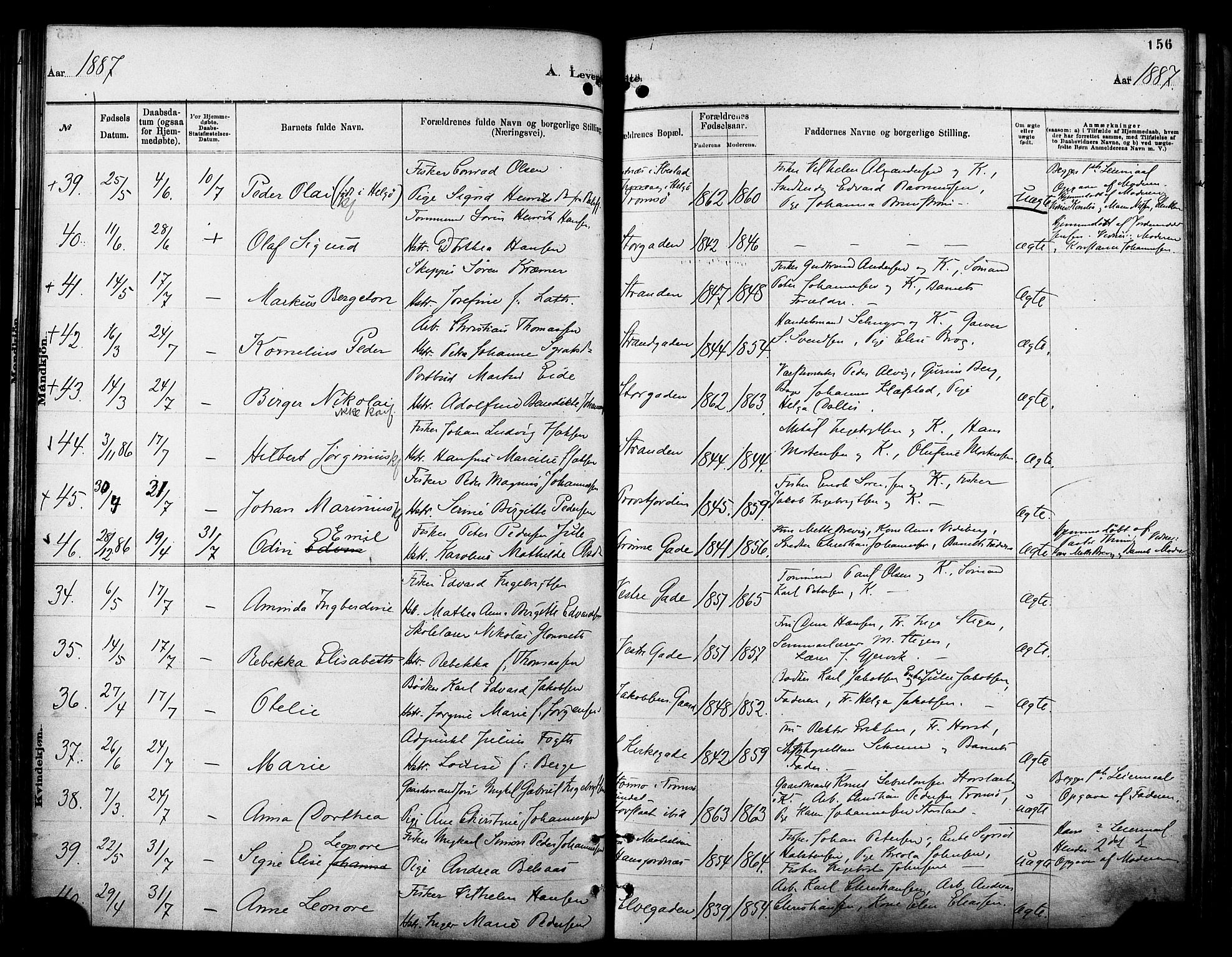 Tromsø sokneprestkontor/stiftsprosti/domprosti, AV/SATØ-S-1343/G/Ga/L0014kirke: Ministerialbok nr. 14, 1878-1888, s. 156