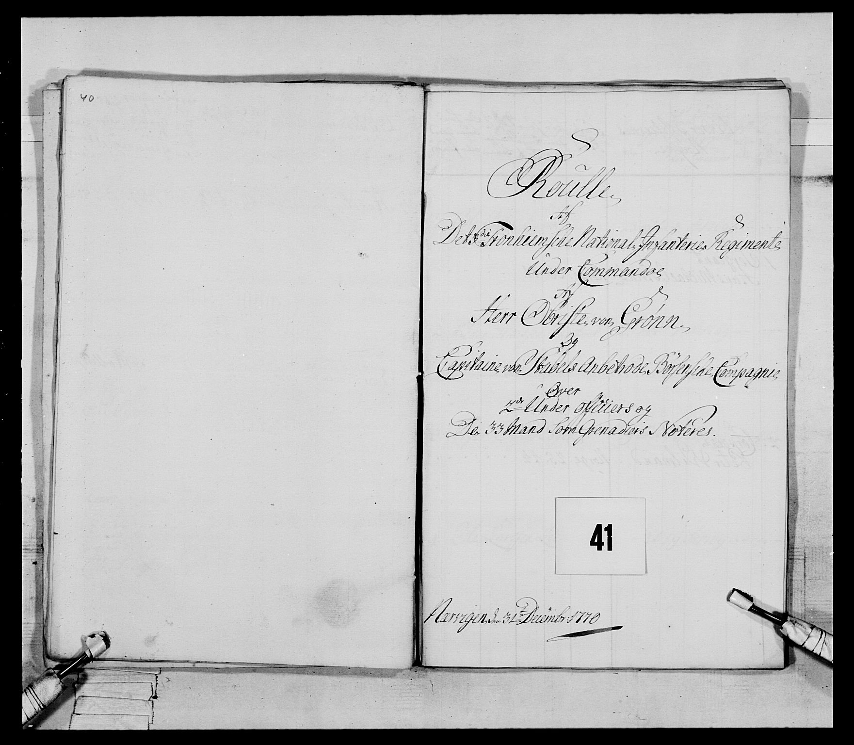 Generalitets- og kommissariatskollegiet, Det kongelige norske kommissariatskollegium, AV/RA-EA-5420/E/Eh/L0084: 3. Trondheimske nasjonale infanteriregiment, 1769-1773, s. 142