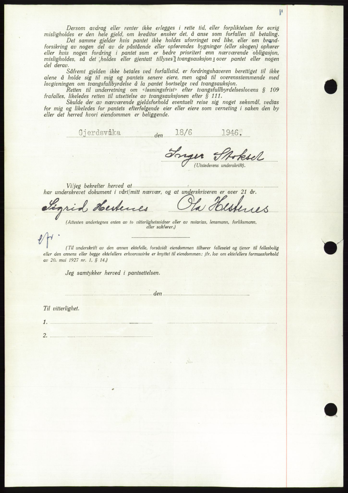 Søre Sunnmøre sorenskriveri, AV/SAT-A-4122/1/2/2C/L0114: Pantebok nr. 1-2B, 1943-1947, Dagboknr: 673/1946