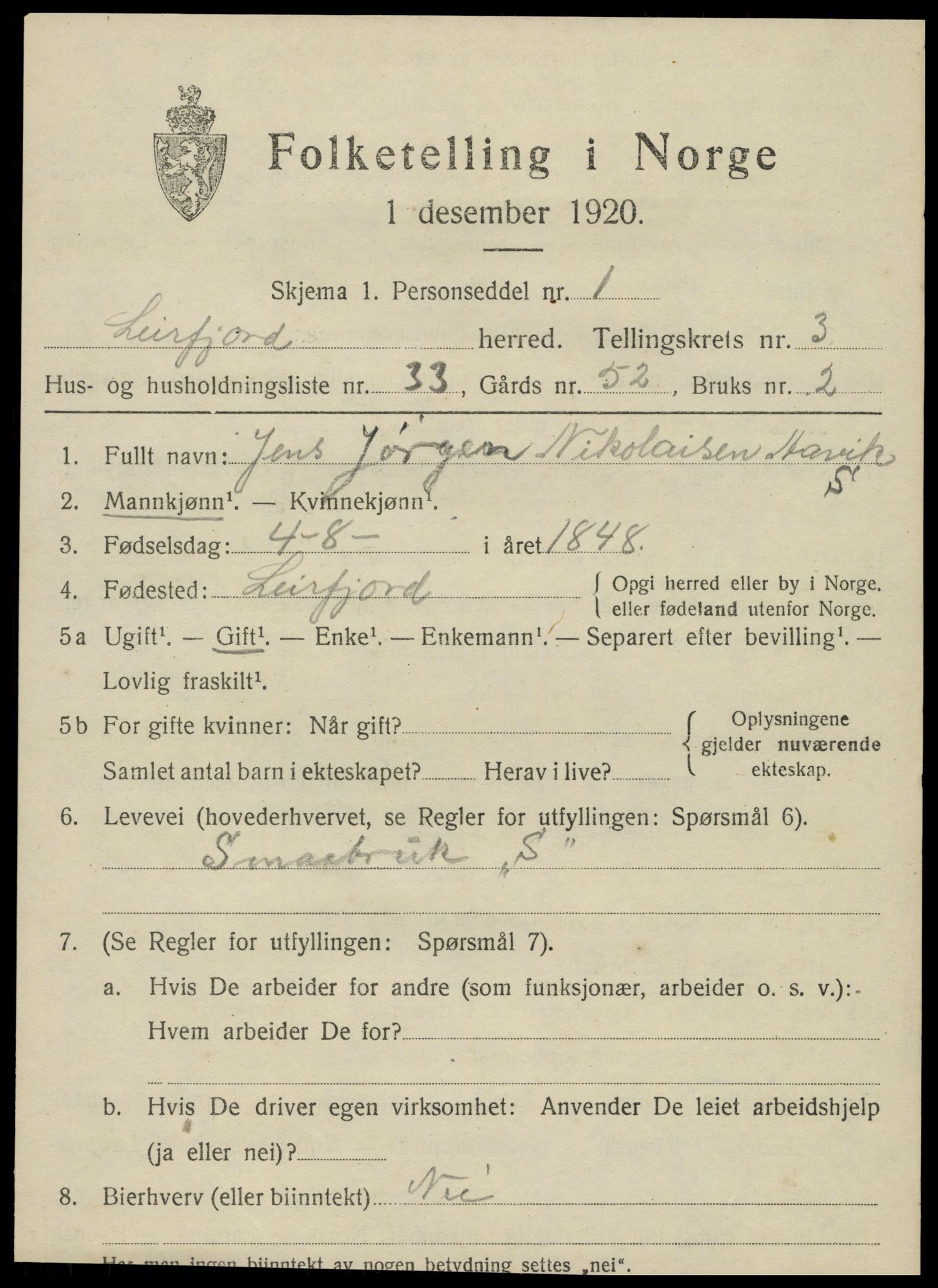 SAT, Folketelling 1920 for 1822 Leirfjord herred, 1920, s. 2497