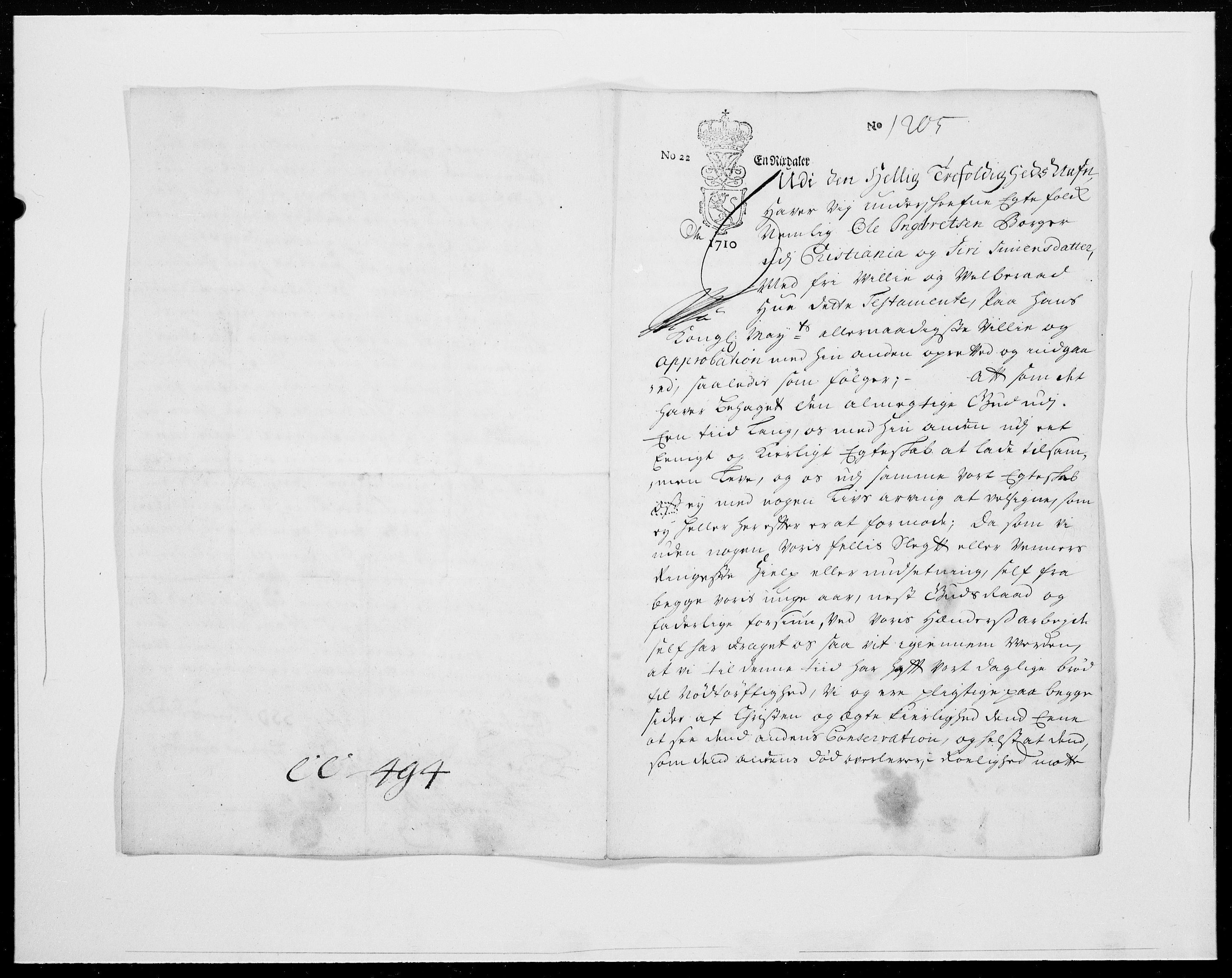 Danske Kanselli 1572-1799, AV/RA-EA-3023/F/Fc/Fcc/Fcca/L0069: Norske innlegg 1572-1799, 1710, s. 15