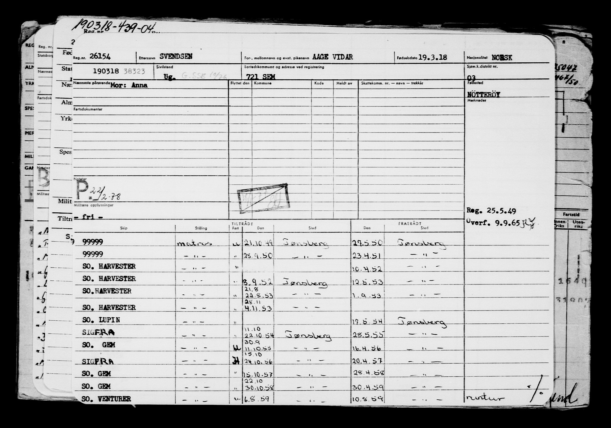 Direktoratet for sjømenn, AV/RA-S-3545/G/Gb/L0156: Hovedkort, 1918, s. 442