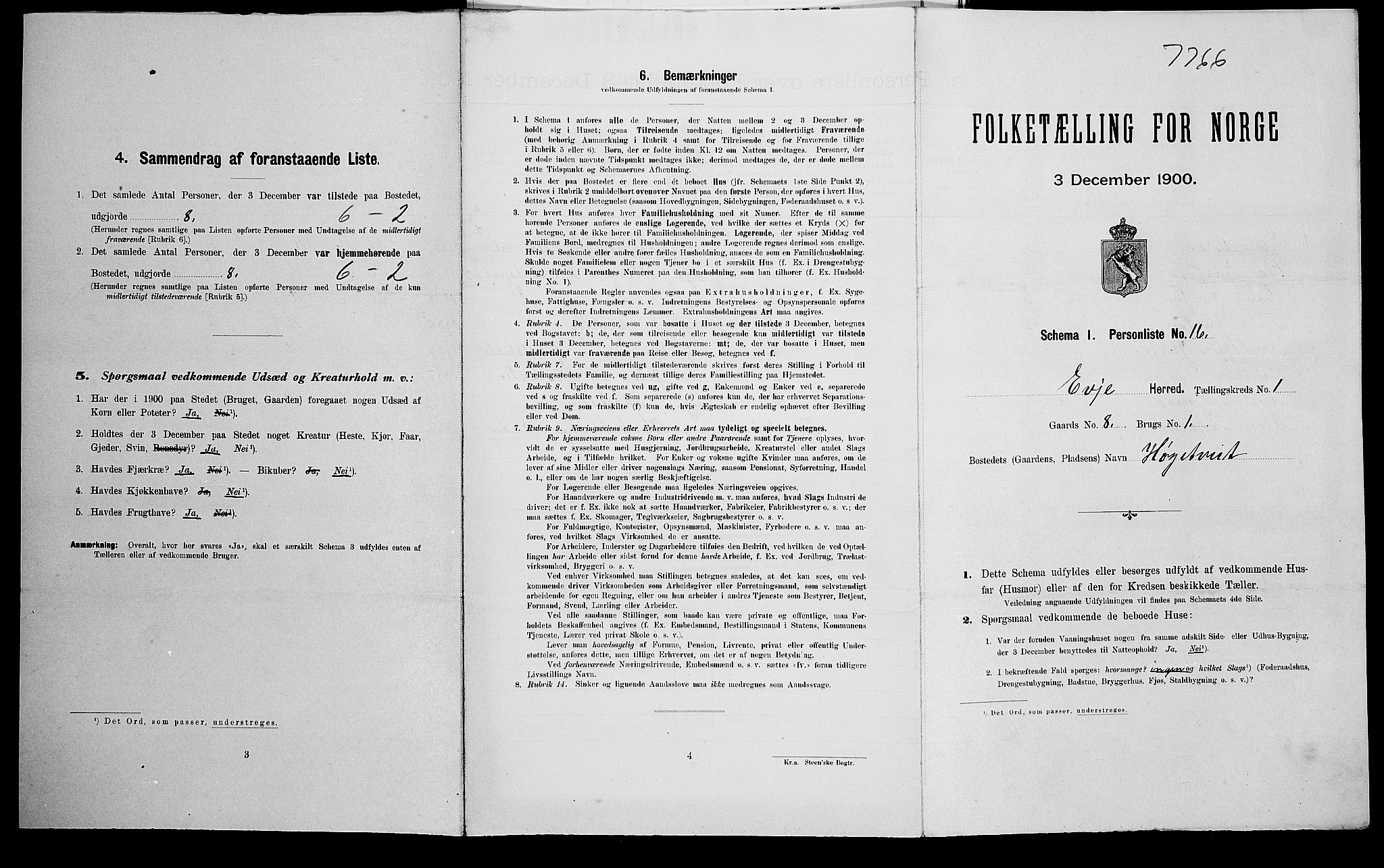 SAK, Folketelling 1900 for 0937 Evje herred, 1900, s. 75