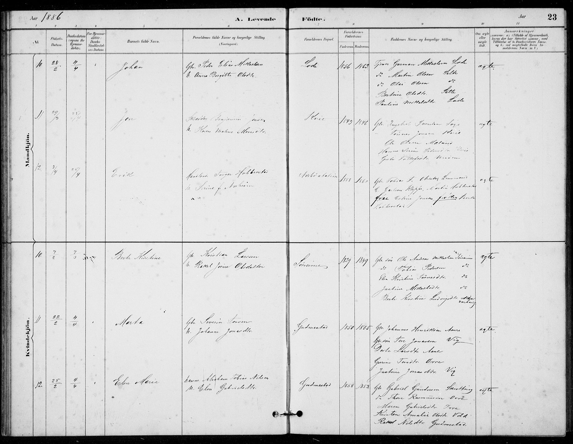 Hå sokneprestkontor, AV/SAST-A-101801/001/30BB/L0003: Klokkerbok nr. B 3, 1883-1894, s. 23
