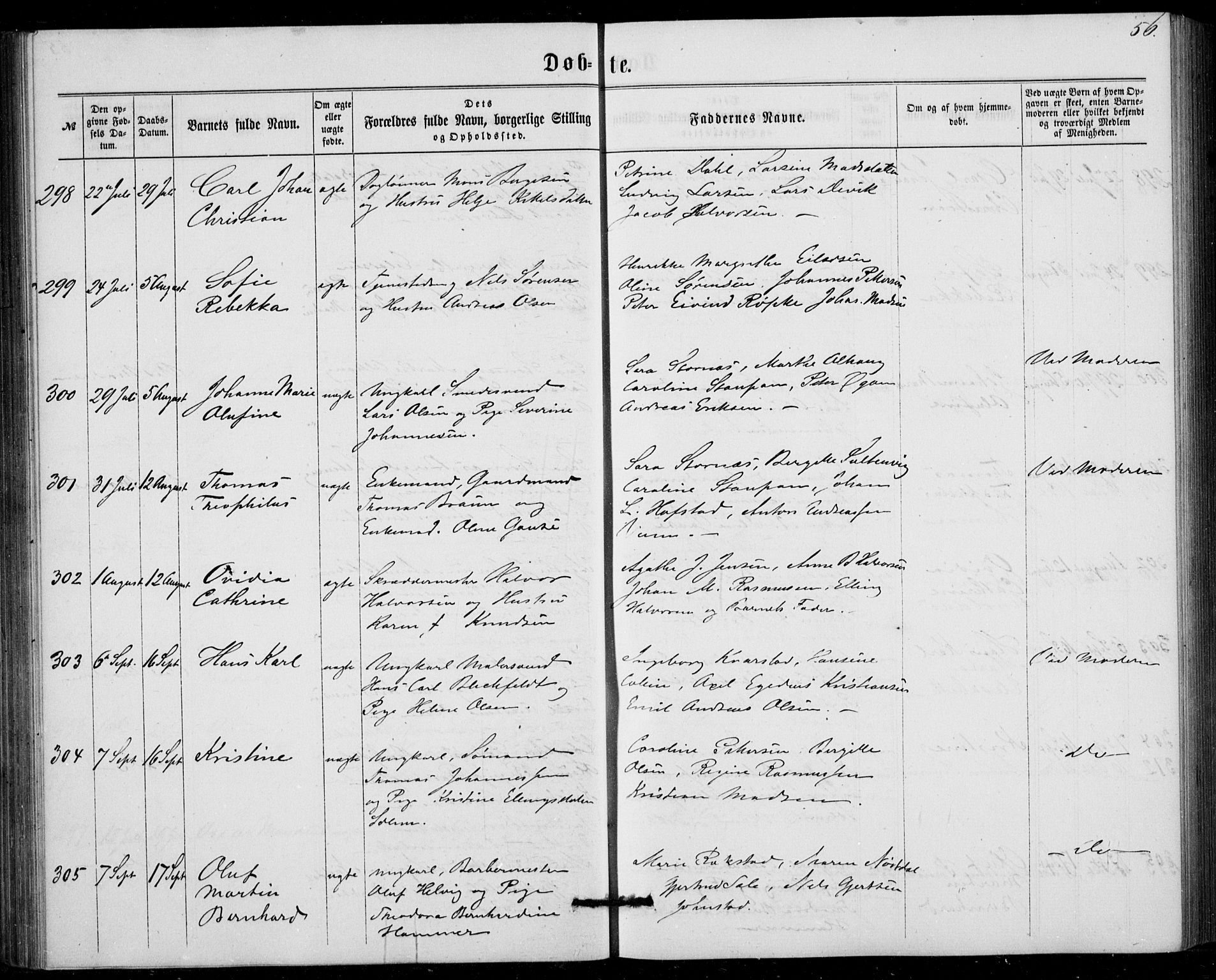 Fødselsstiftelsens sokneprestembete, ført av overlegen*, SAB/-: Ministerialbok nr. A 1, 1863-1883, s. 56