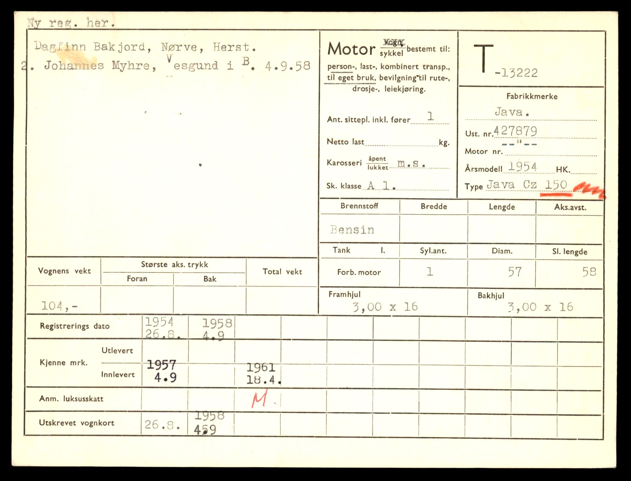 Møre og Romsdal vegkontor - Ålesund trafikkstasjon, AV/SAT-A-4099/F/Fe/L0038: Registreringskort for kjøretøy T 13180 - T 13360, 1927-1998, s. 703