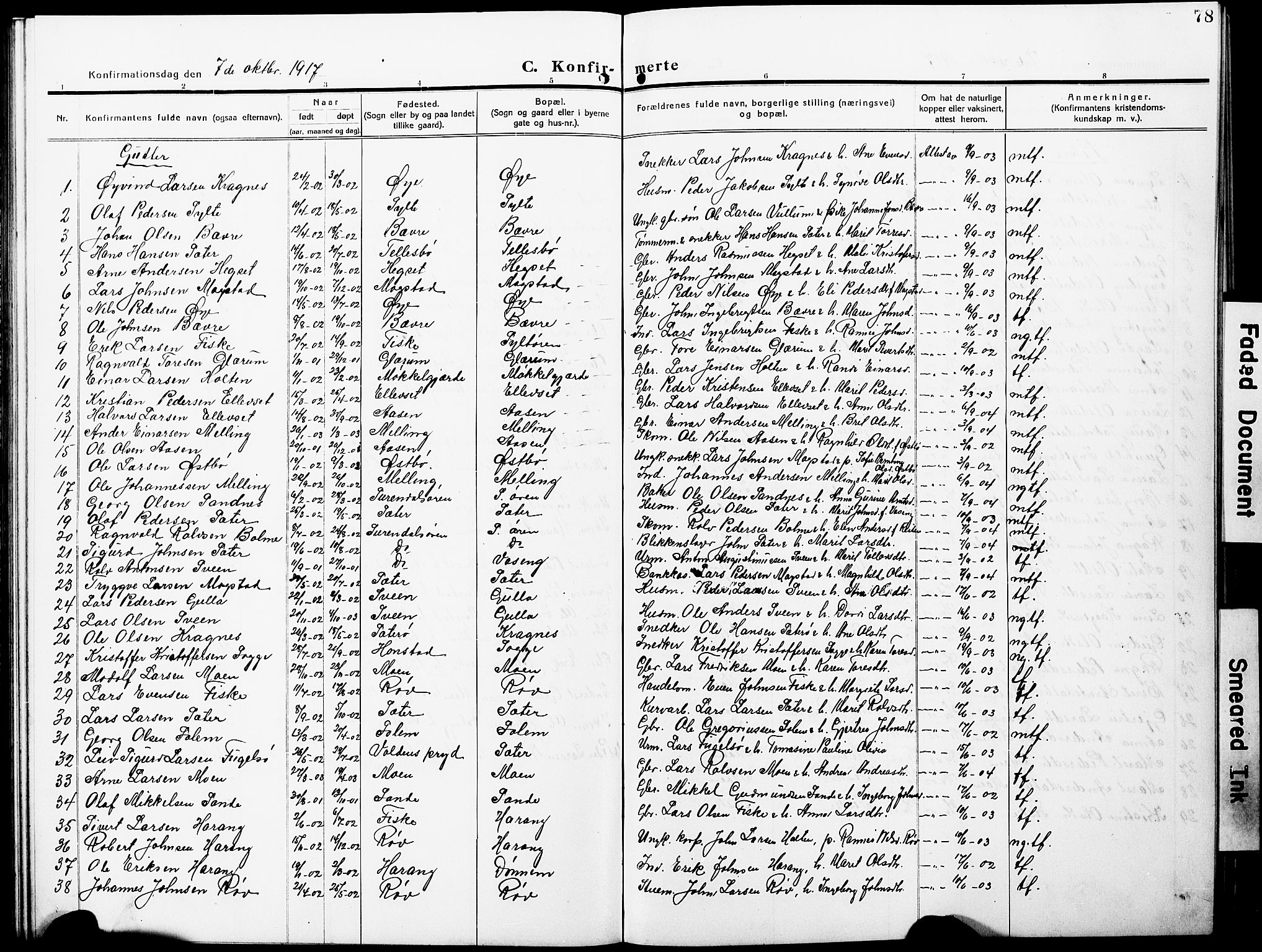 Ministerialprotokoller, klokkerbøker og fødselsregistre - Møre og Romsdal, AV/SAT-A-1454/596/L1059: Klokkerbok nr. 596C02, 1908-1922, s. 78