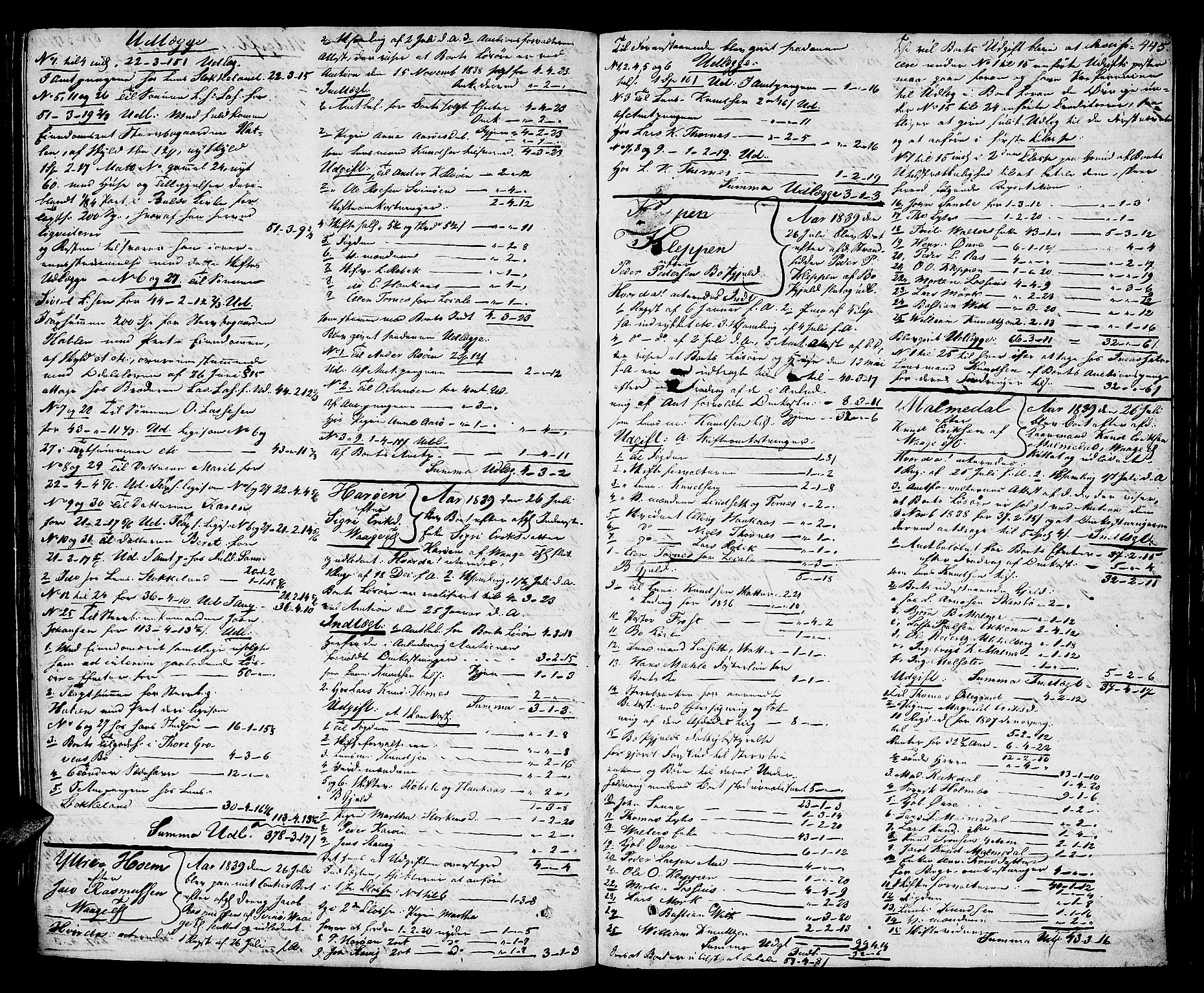 Romsdal sorenskriveri, AV/SAT-A-4149/1/3/3A/L0017: Skifteutlodnings Protokoll 3, 1832-1840, s. 445