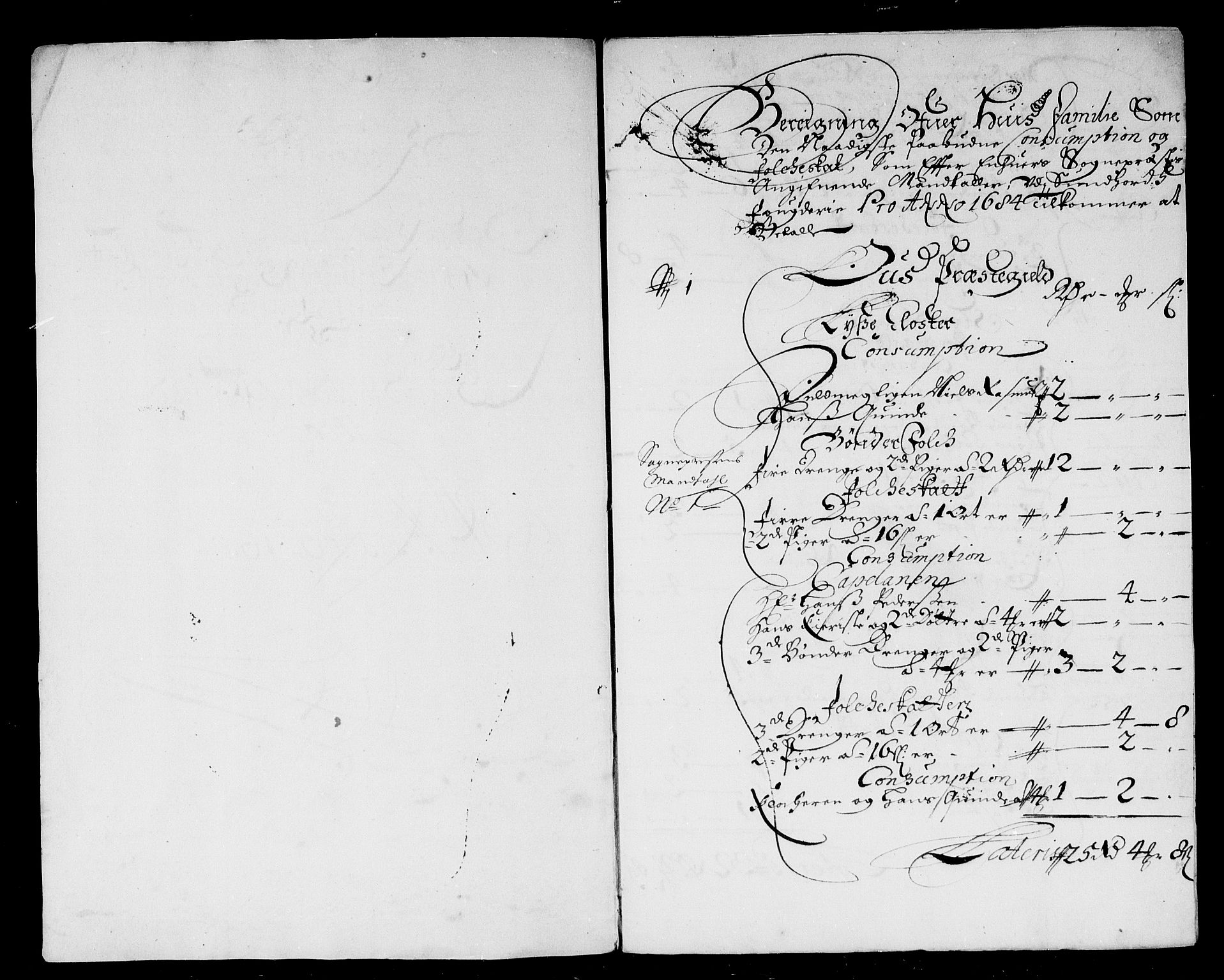 Rentekammeret inntil 1814, Reviderte regnskaper, Stiftamtstueregnskaper, Bergen stiftamt, AV/RA-EA-6043/R/Rc/L0072: Bergen stiftamt, 1684