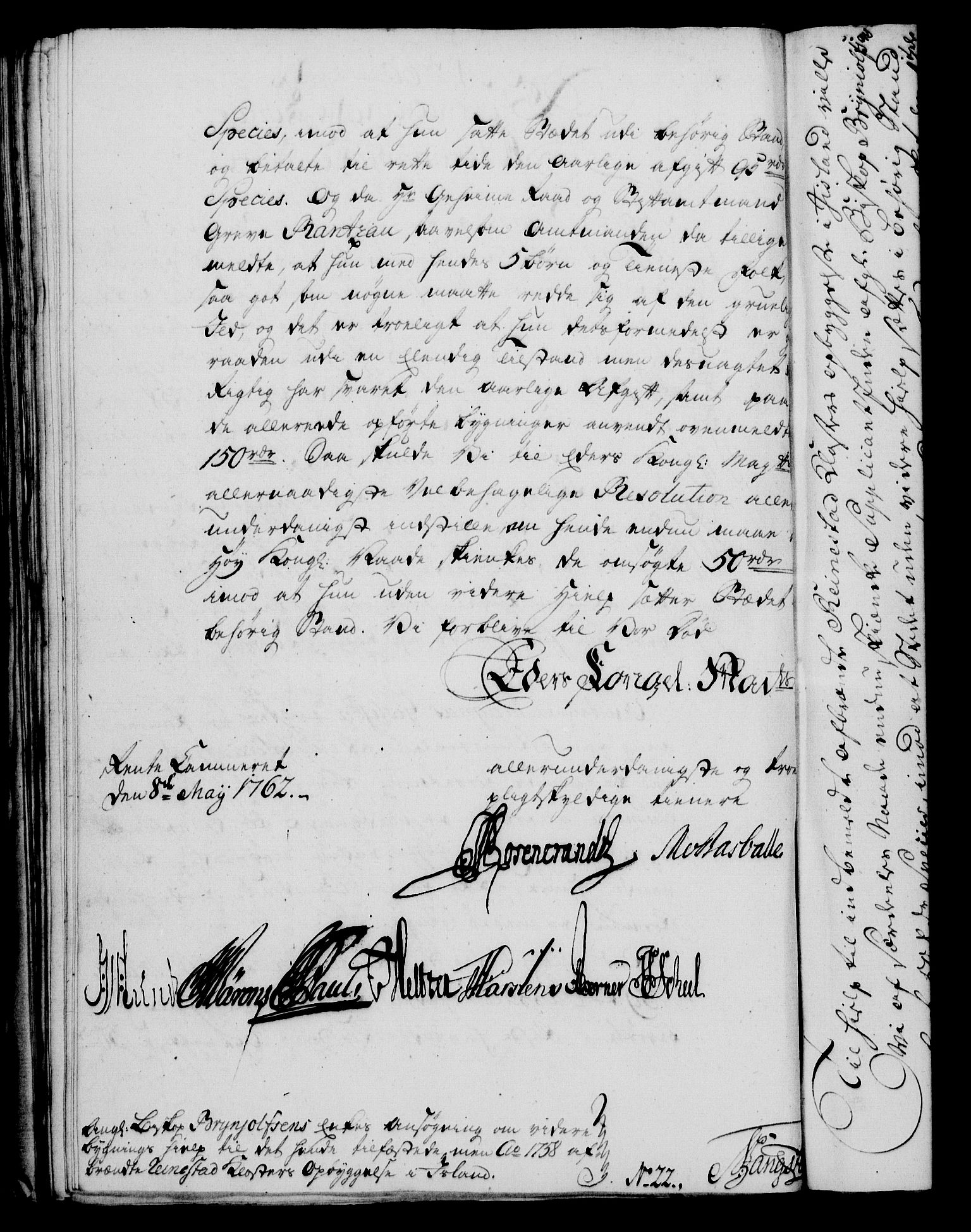 Rentekammeret, Kammerkanselliet, RA/EA-3111/G/Gf/Gfa/L0044: Norsk relasjons- og resolusjonsprotokoll (merket RK 52.44), 1762, s. 247