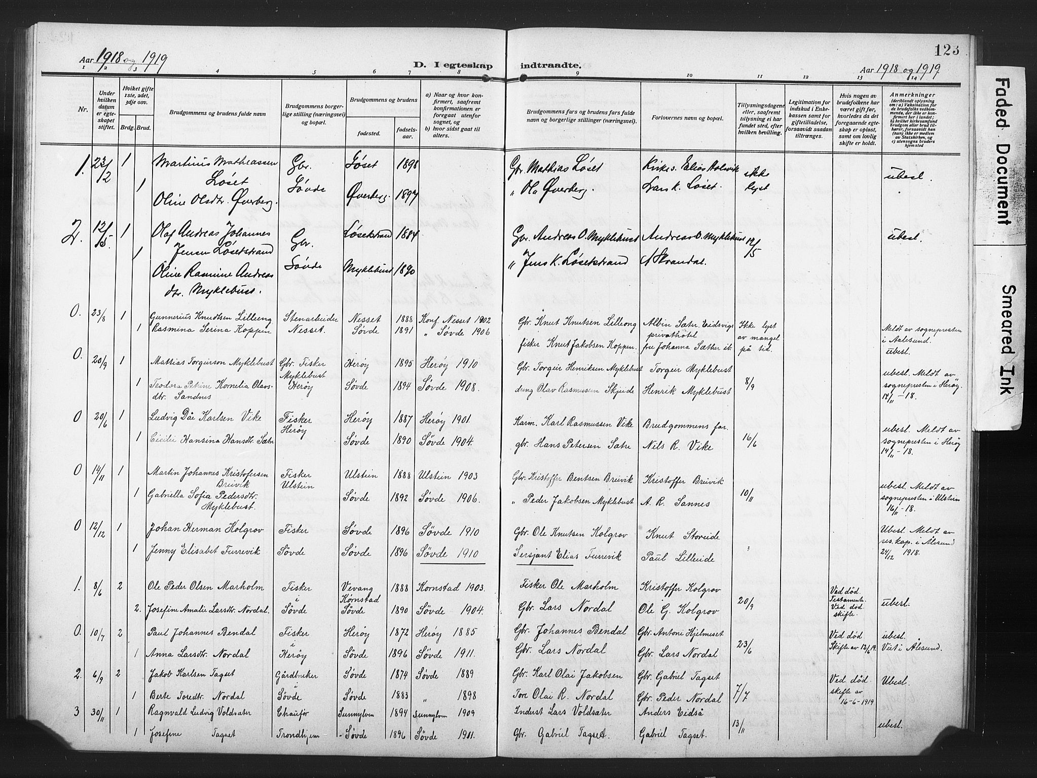 Ministerialprotokoller, klokkerbøker og fødselsregistre - Møre og Romsdal, AV/SAT-A-1454/502/L0028: Klokkerbok nr. 502C02, 1909-1932, s. 123