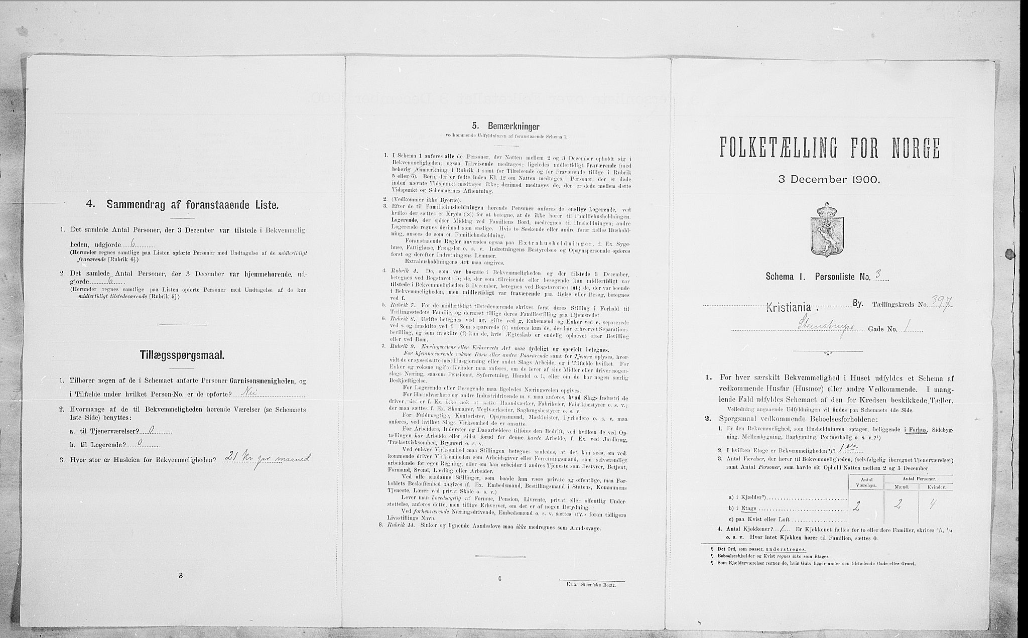 SAO, Folketelling 1900 for 0301 Kristiania kjøpstad, 1900, s. 90243