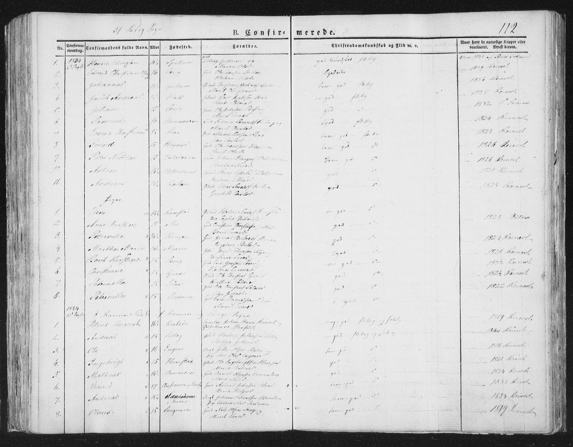 Ministerialprotokoller, klokkerbøker og fødselsregistre - Nord-Trøndelag, SAT/A-1458/764/L0551: Ministerialbok nr. 764A07a, 1824-1864, s. 212