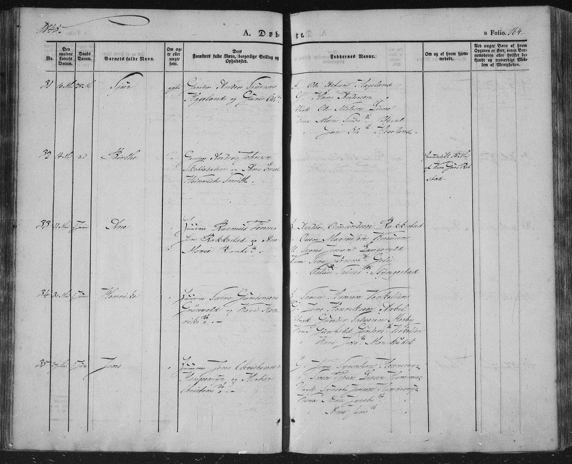 Vennesla sokneprestkontor, AV/SAK-1111-0045/Fa/Fac/L0004: Ministerialbok nr. A 4, 1834-1855, s. 164