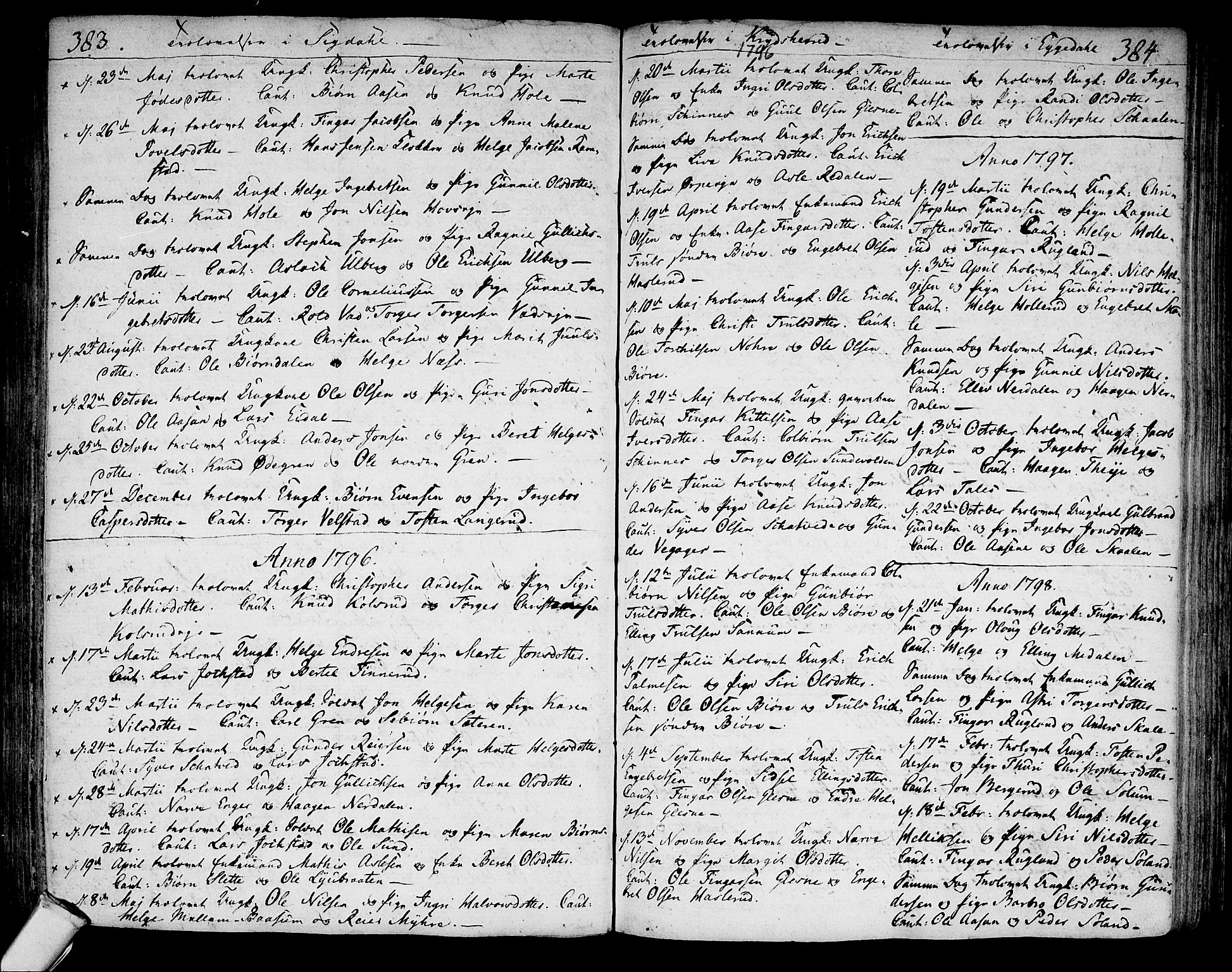 Sigdal kirkebøker, AV/SAKO-A-245/F/Fa/L0003: Ministerialbok nr. I 3, 1793-1811, s. 383-384