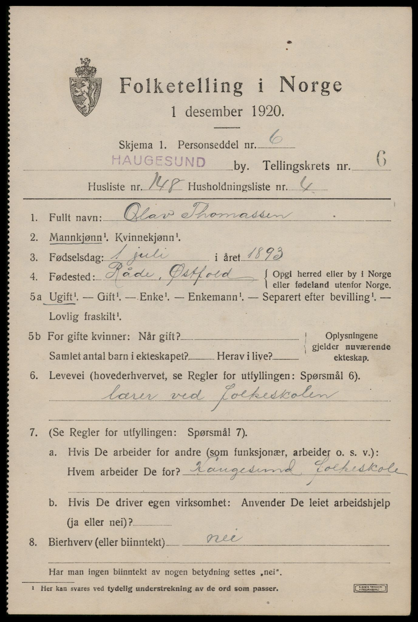 SAST, Folketelling 1920 for 1106 Haugesund kjøpstad, 1920, s. 24229