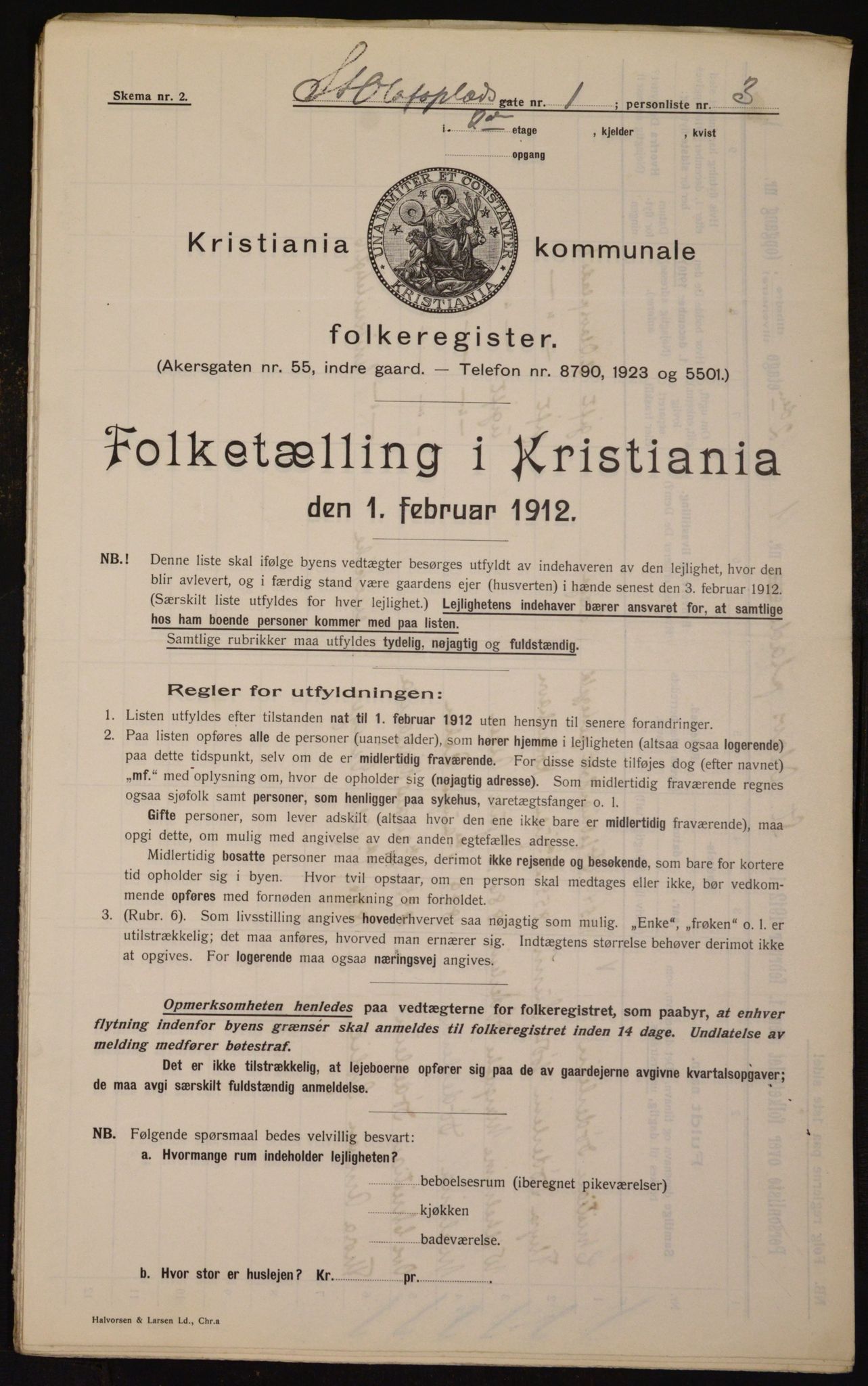 OBA, Kommunal folketelling 1.2.1912 for Kristiania, 1912, s. 88611