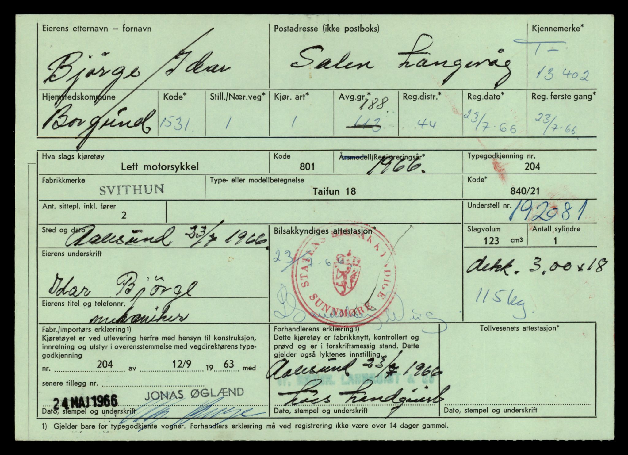 Møre og Romsdal vegkontor - Ålesund trafikkstasjon, AV/SAT-A-4099/F/Fe/L0039: Registreringskort for kjøretøy T 13361 - T 13530, 1927-1998, s. 733