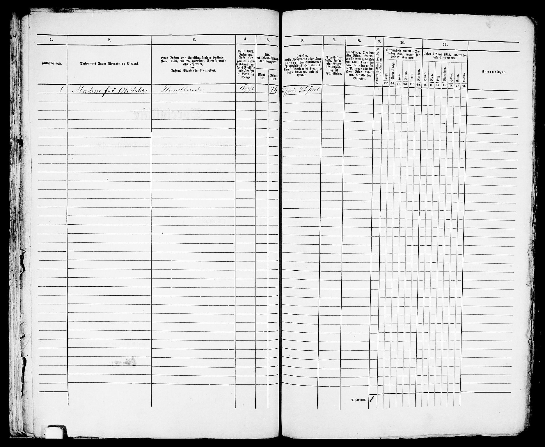 RA, Folketelling 1865 for 1004B Flekkefjord prestegjeld, Flekkefjord kjøpstad, 1865, s. 55