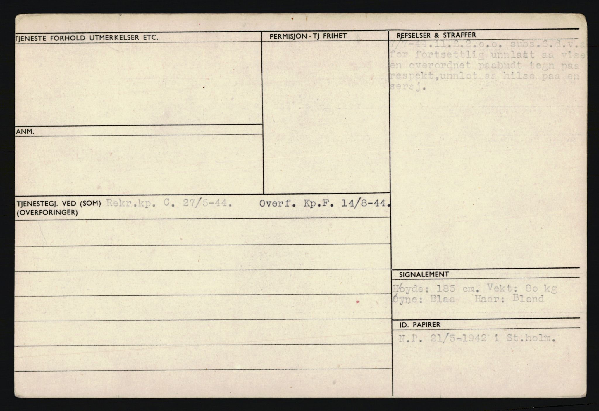 Forsvaret, Troms infanteriregiment nr. 16, AV/RA-RAFA-3146/P/Pa/L0024/0003: Rulleblad / Rulleblad for regimentets menige mannskaper, årsklasse 1942, 1942, s. 13