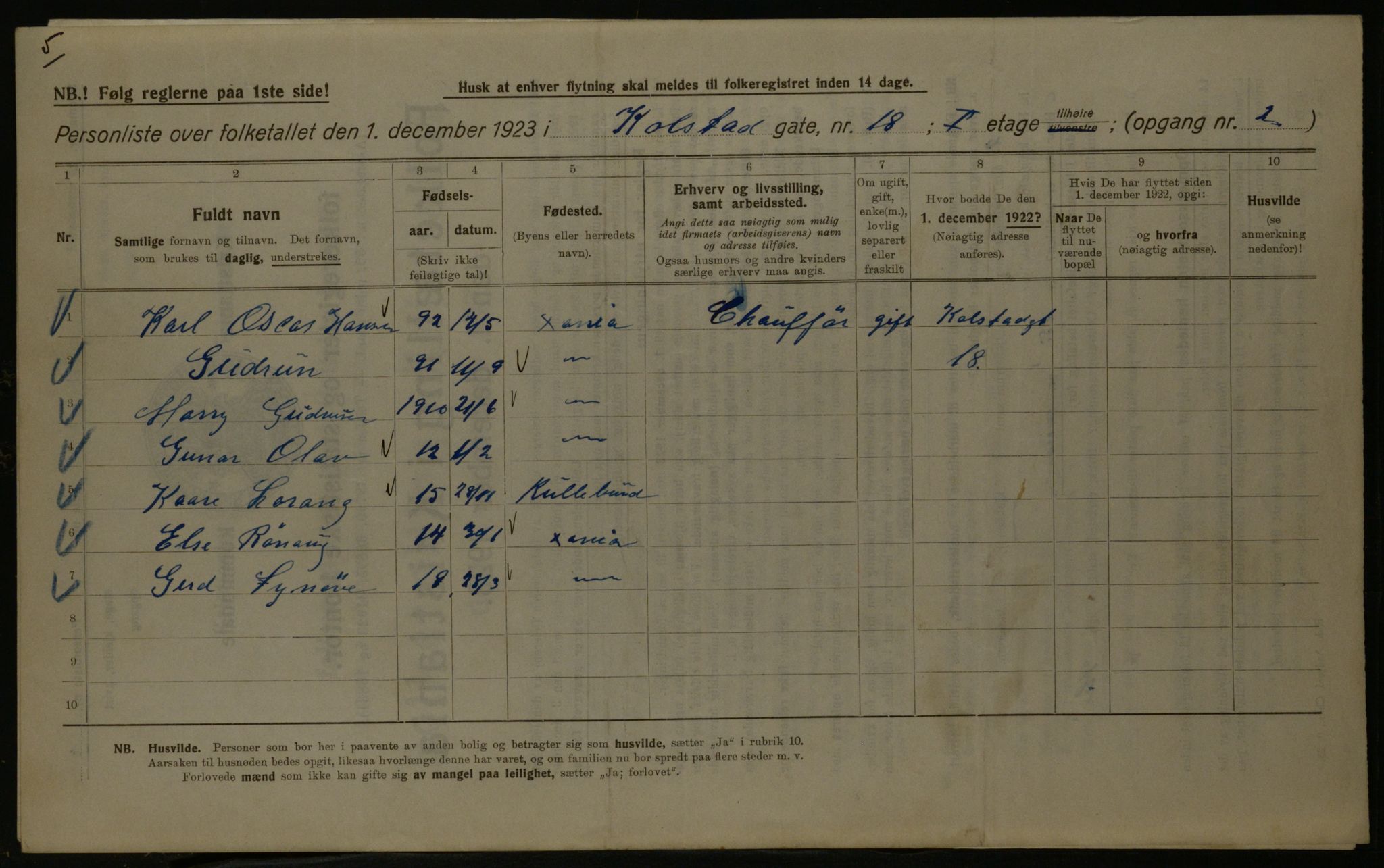 OBA, Kommunal folketelling 1.12.1923 for Kristiania, 1923, s. 58796