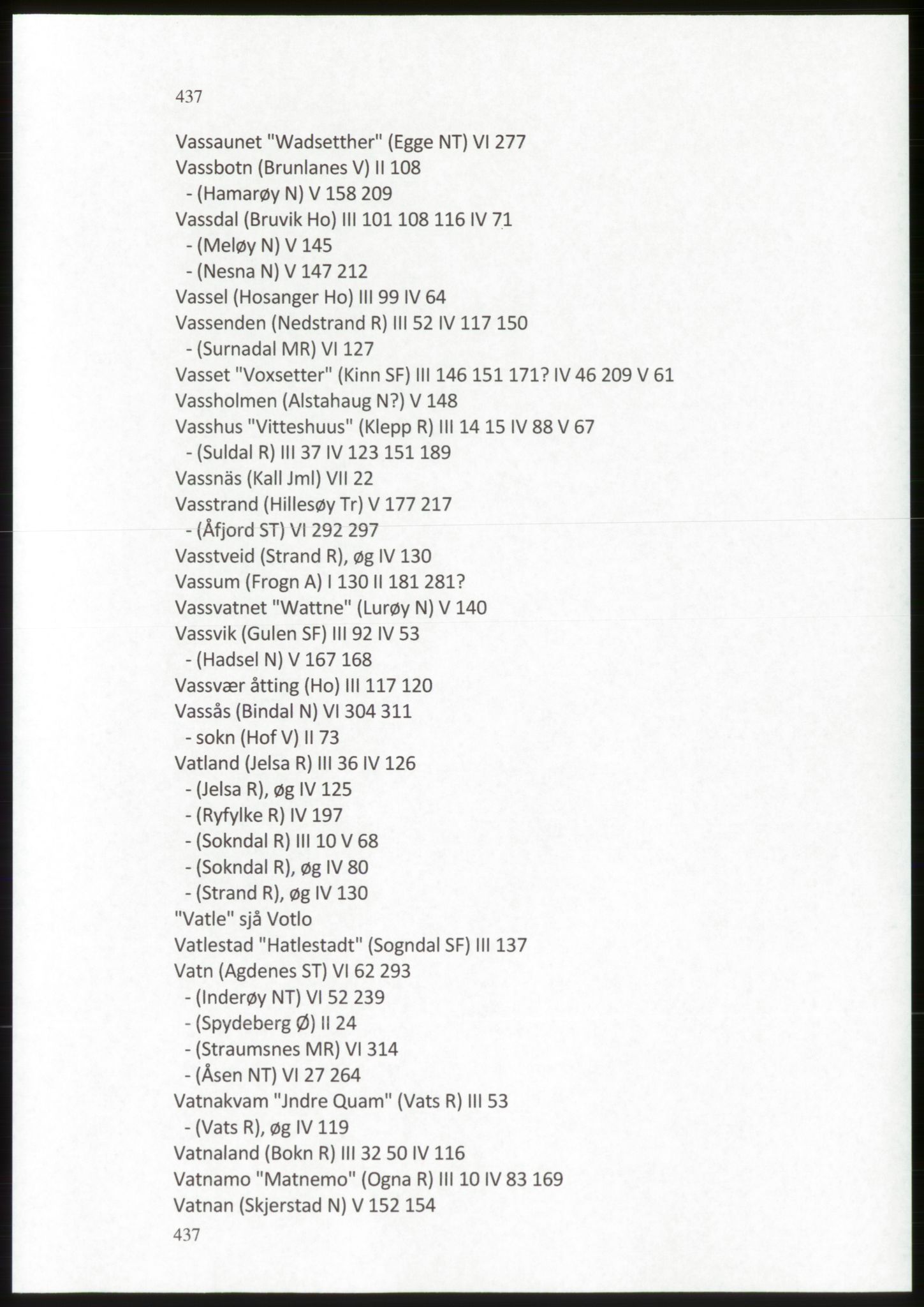 Publikasjoner utgitt av Arkivverket, PUBL/PUBL-001/C/0009: Stedsnavnregister, 1548-1567, s. 437