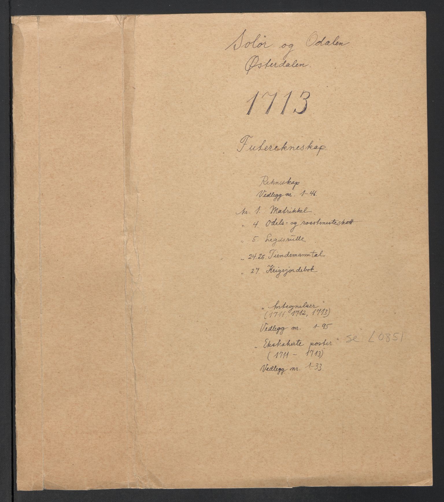 Rentekammeret inntil 1814, Reviderte regnskaper, Fogderegnskap, AV/RA-EA-4092/R13/L0850: Fogderegnskap Solør, Odal og Østerdal, 1713, s. 2