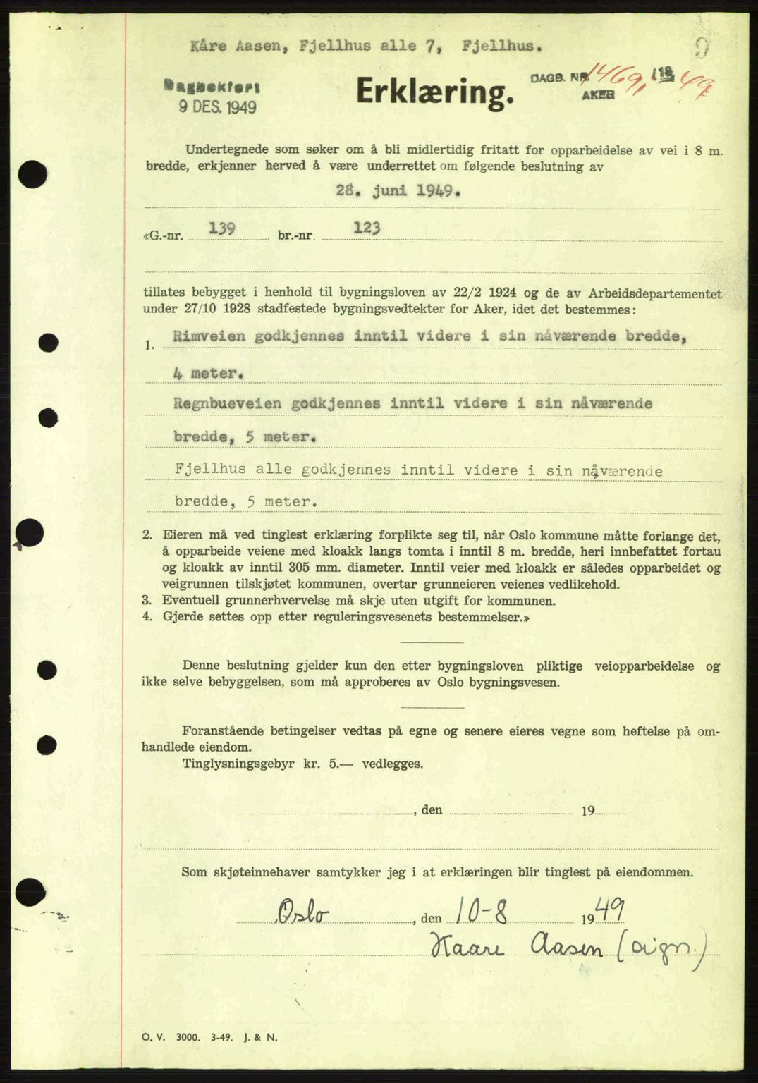 Oslo byskriverembete, AV/SAO-A-10227/G/Gb/Gbd/Gbda/L0017: Pantebok nr. A215, 1949-1950, Dagboknr: 14691/1949