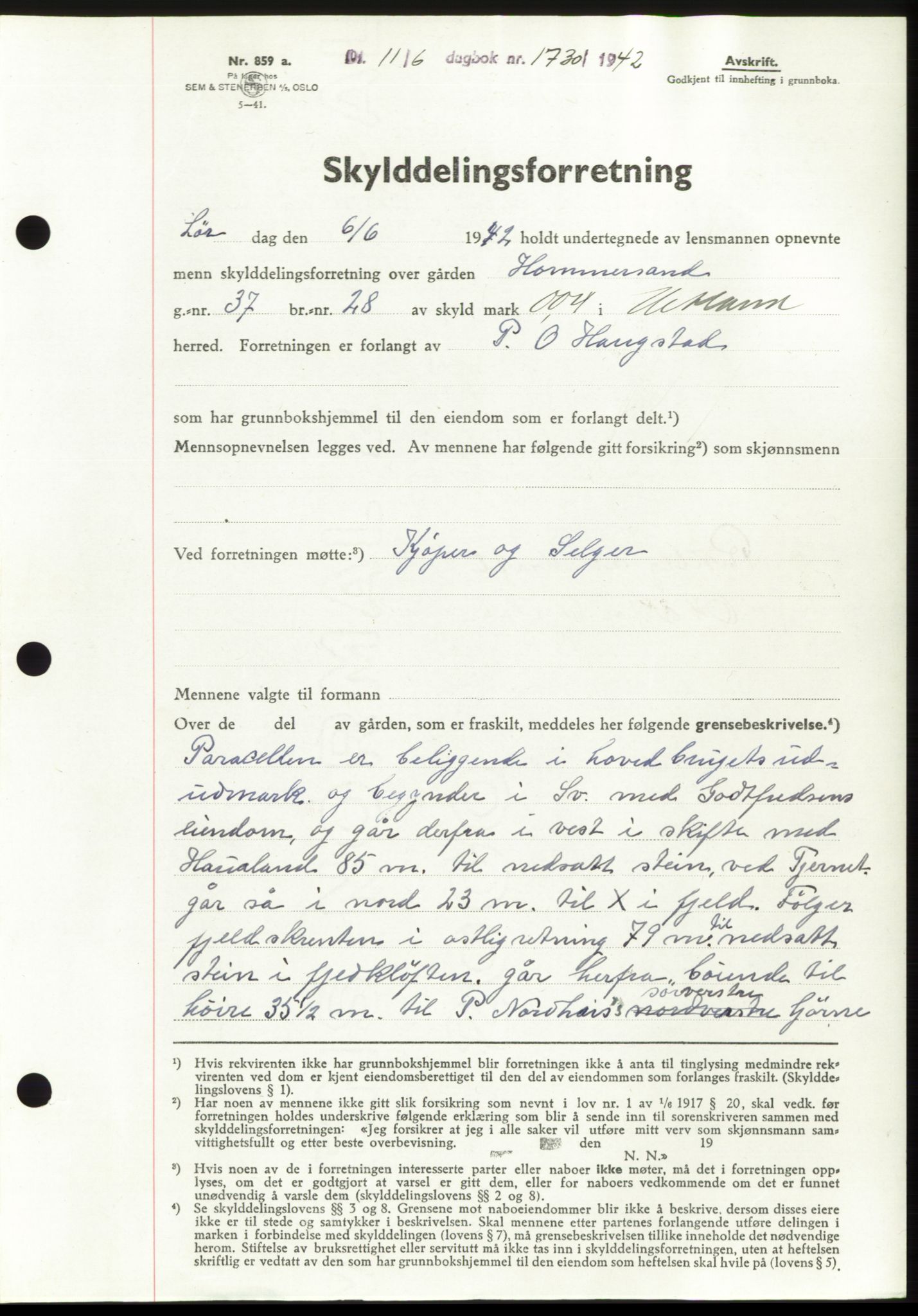 Jæren sorenskriveri, SAST/A-100310/03/G/Gba/L0082: Pantebok, 1942-1942, Dagboknr: 1730/1942