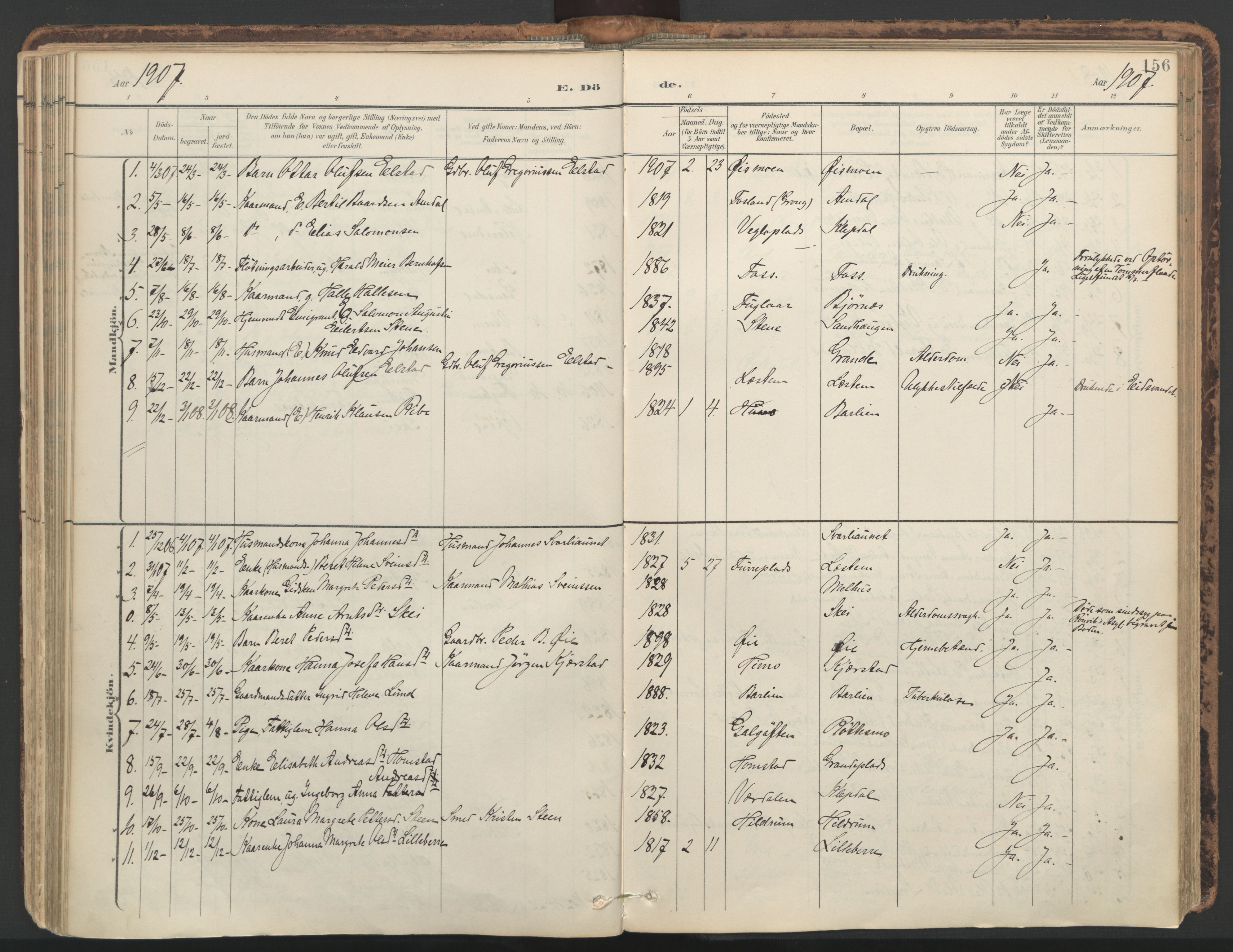 Ministerialprotokoller, klokkerbøker og fødselsregistre - Nord-Trøndelag, SAT/A-1458/764/L0556: Ministerialbok nr. 764A11, 1897-1924, s. 156