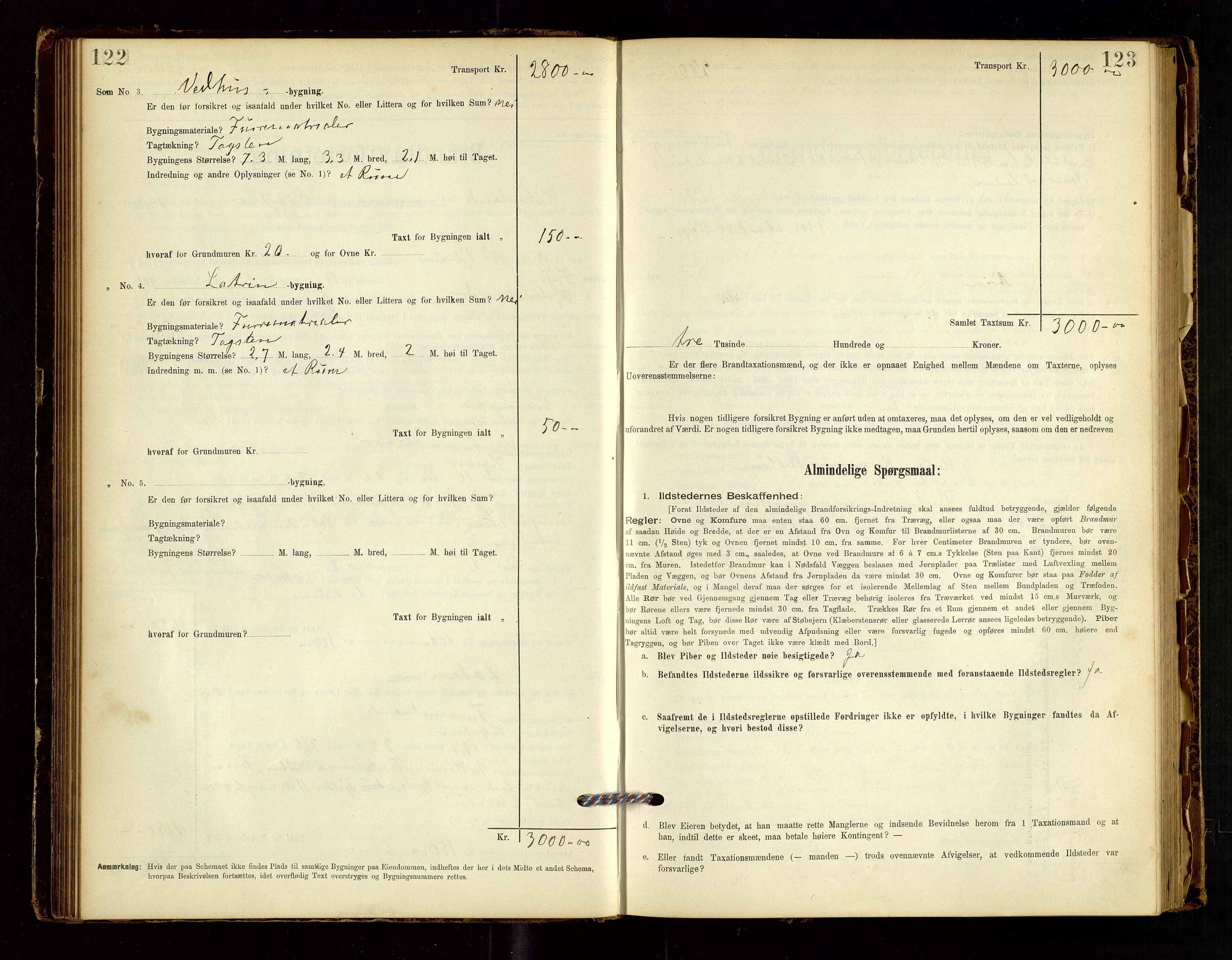 Hjelmeland lensmannskontor, AV/SAST-A-100439/Gob/L0001: "Brandtaxationsprotokol", 1895-1932, s. 122-123