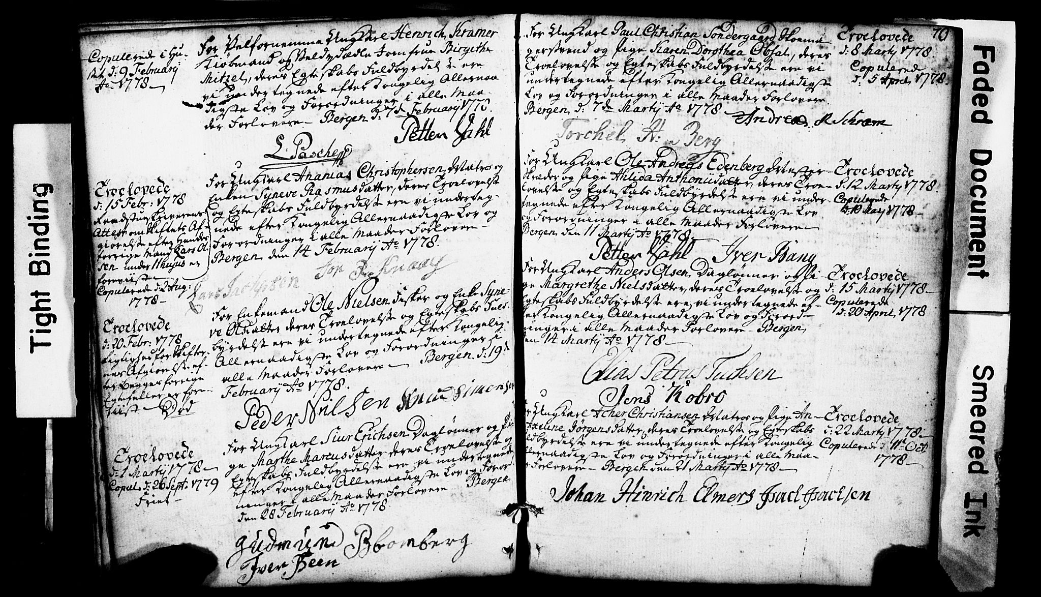 Domkirken sokneprestembete, SAB/A-74801: Forlovererklæringer nr. II.5.1, 1767-1792, s. 70