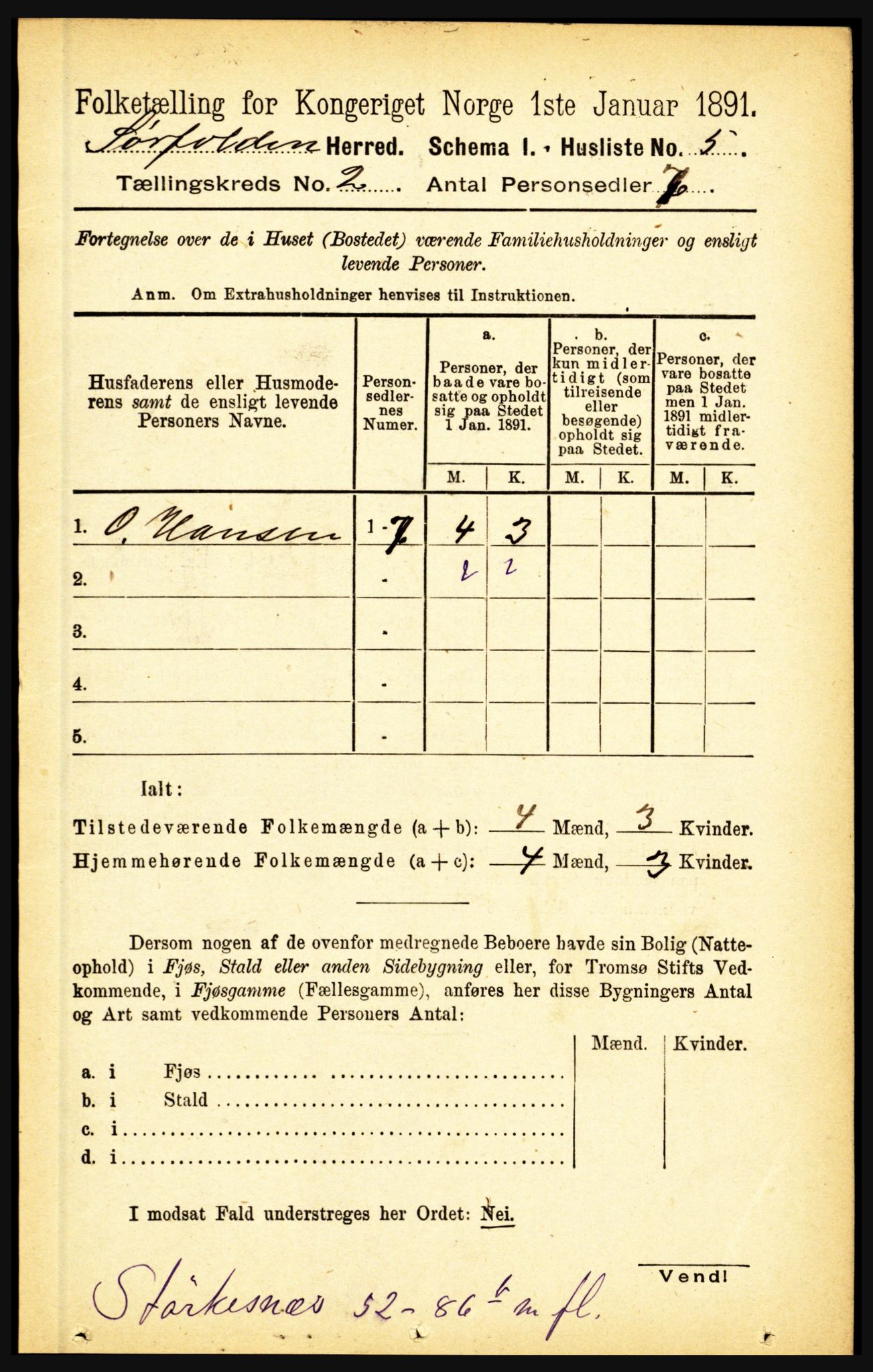 RA, Folketelling 1891 for 1845 Sørfold herred, 1891, s. 178