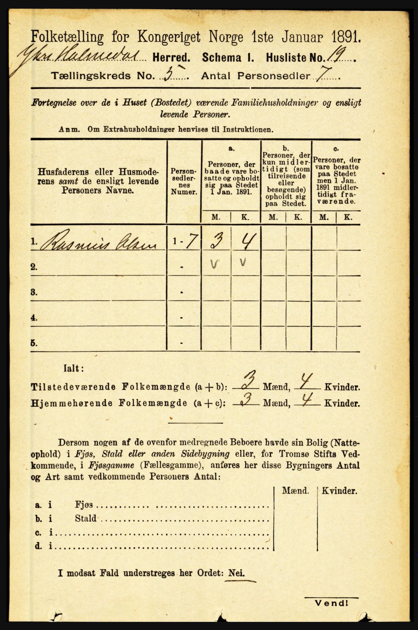 RA, Folketelling 1891 for 1429 Ytre Holmedal herred, 1891, s. 1137